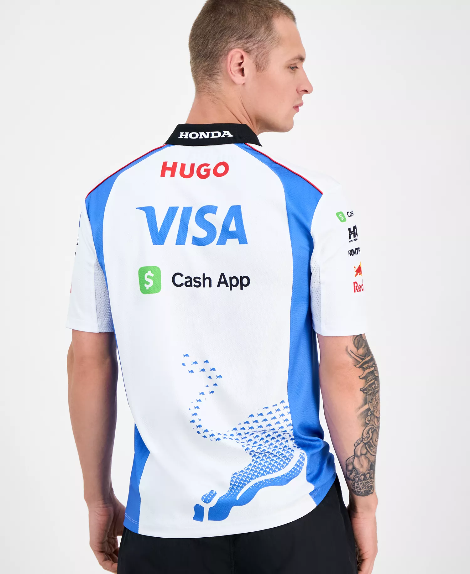 Men's Short Sleeve Sponsor Logos Graphic Polo Shirt - White - 2XL