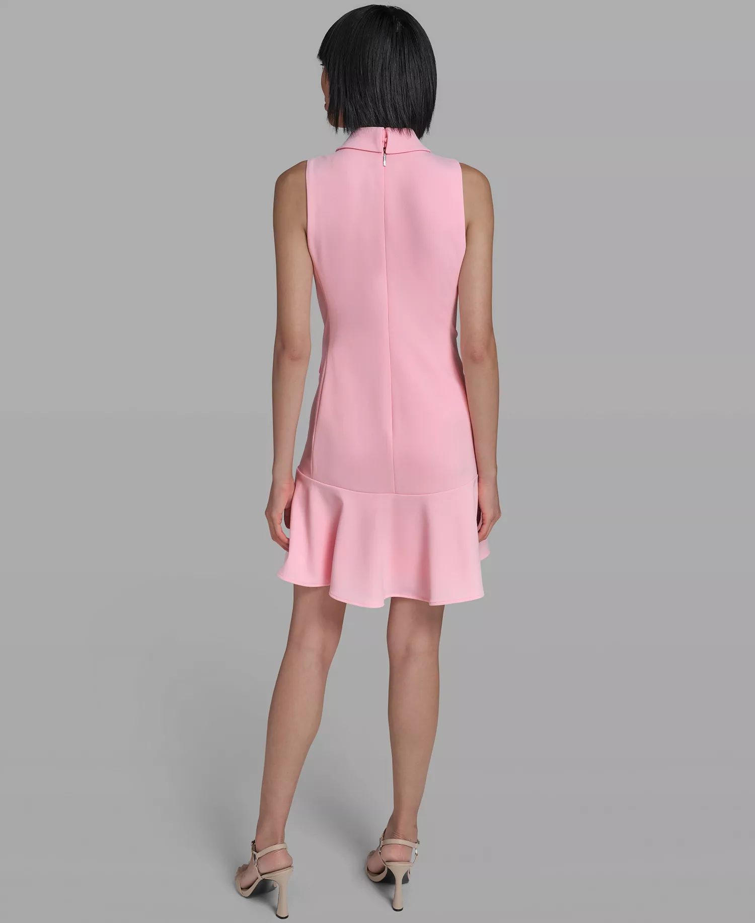 Women's Sleeveless Flounce Hem Short Dress - Almond Blossom - 0