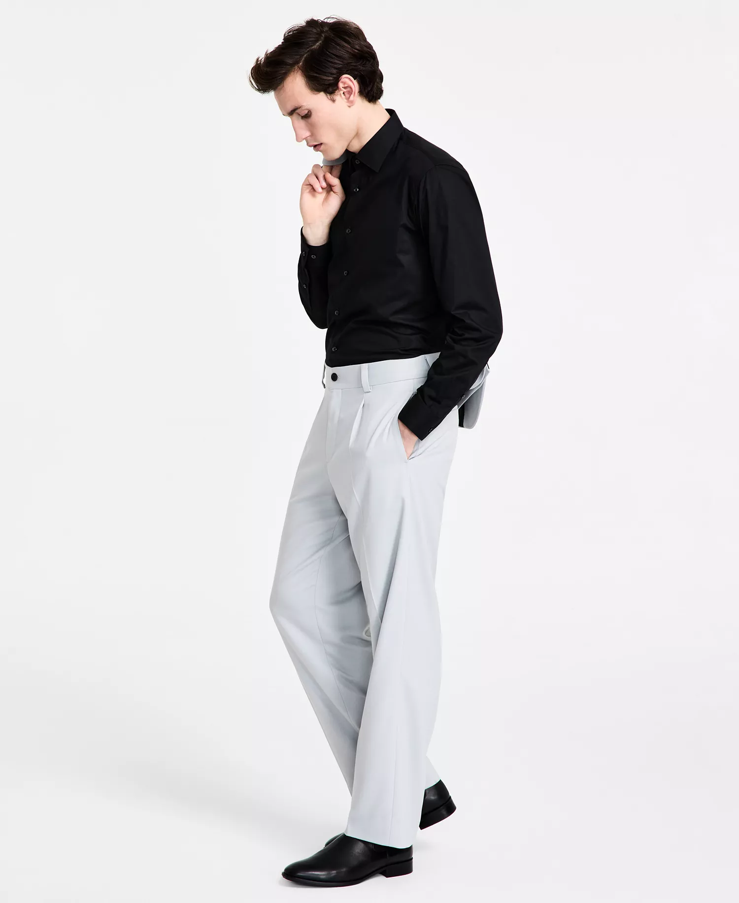 Men's Modern-Fit Suit Pants - Light Grey - 30R