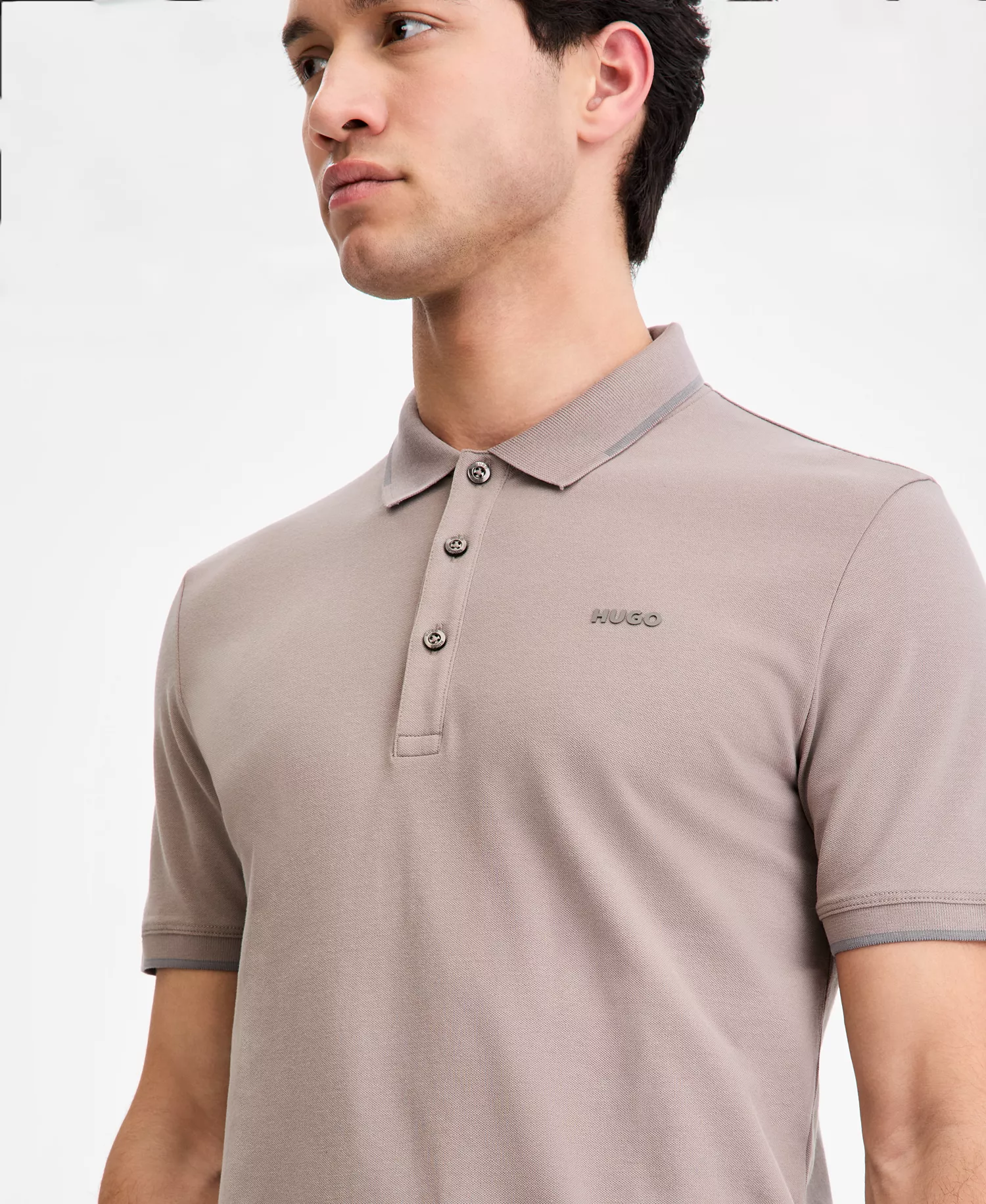 Men's Cotton-Blend Tipping Polo Shirt - light/pastel brown - 2XL