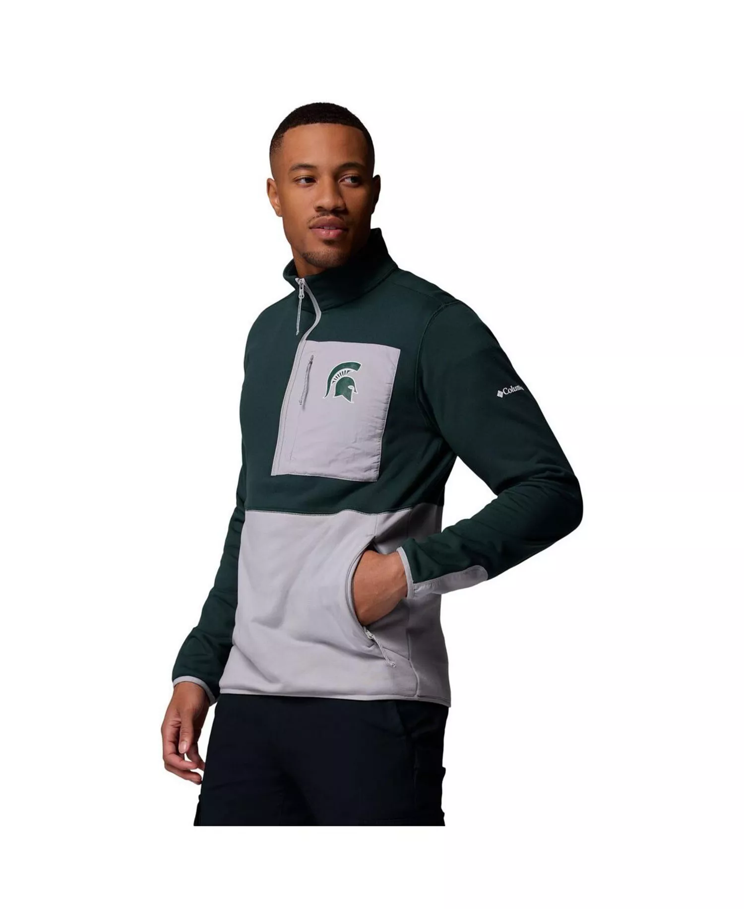 Men's Green/Gray Michigan State Spartans Hike Omni-Wick Half-Zip Pullover Sweatshirt - Green, Gray - L