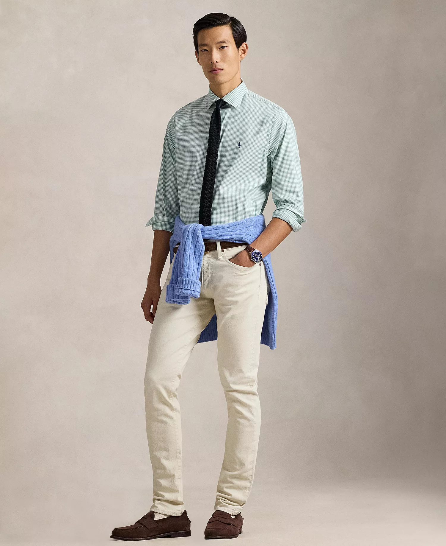 Men's Spread Collar Shirt - Essex Green White - 2XL