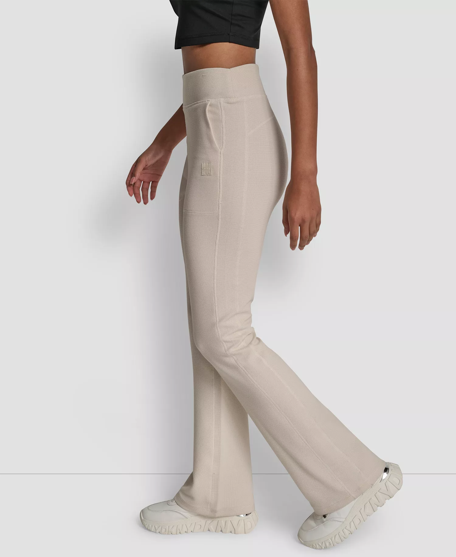 Women's Thermal High Waist Flare Pants - Blonde - L