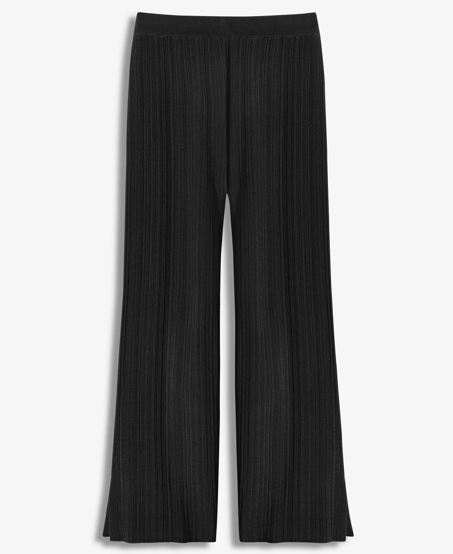 Women's Rib-Knit Pull-On Pants, Macy's Exclusive - Deep Black - L