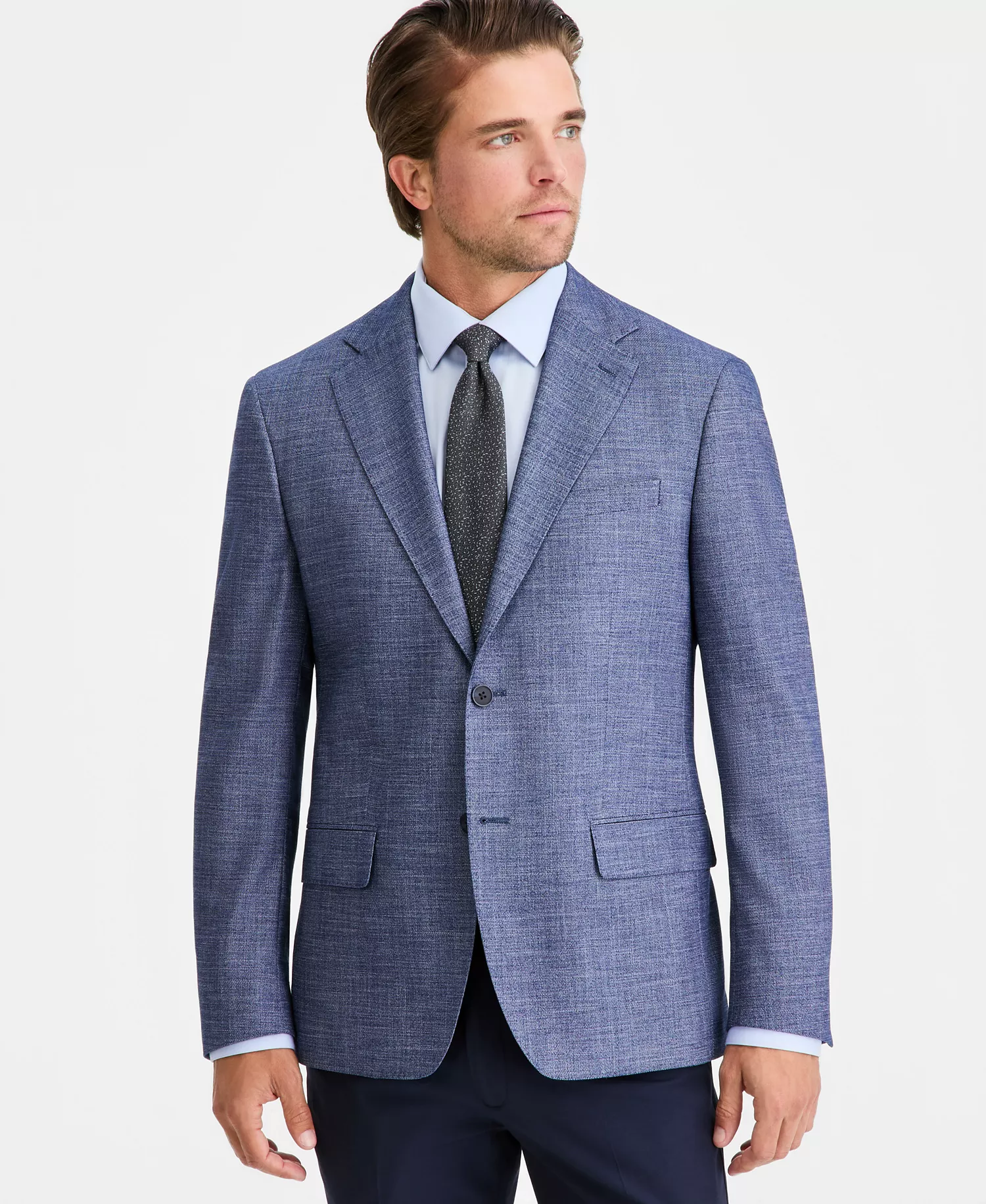 Men's Pattern Slim-Fit Blazer - Blue - 34R