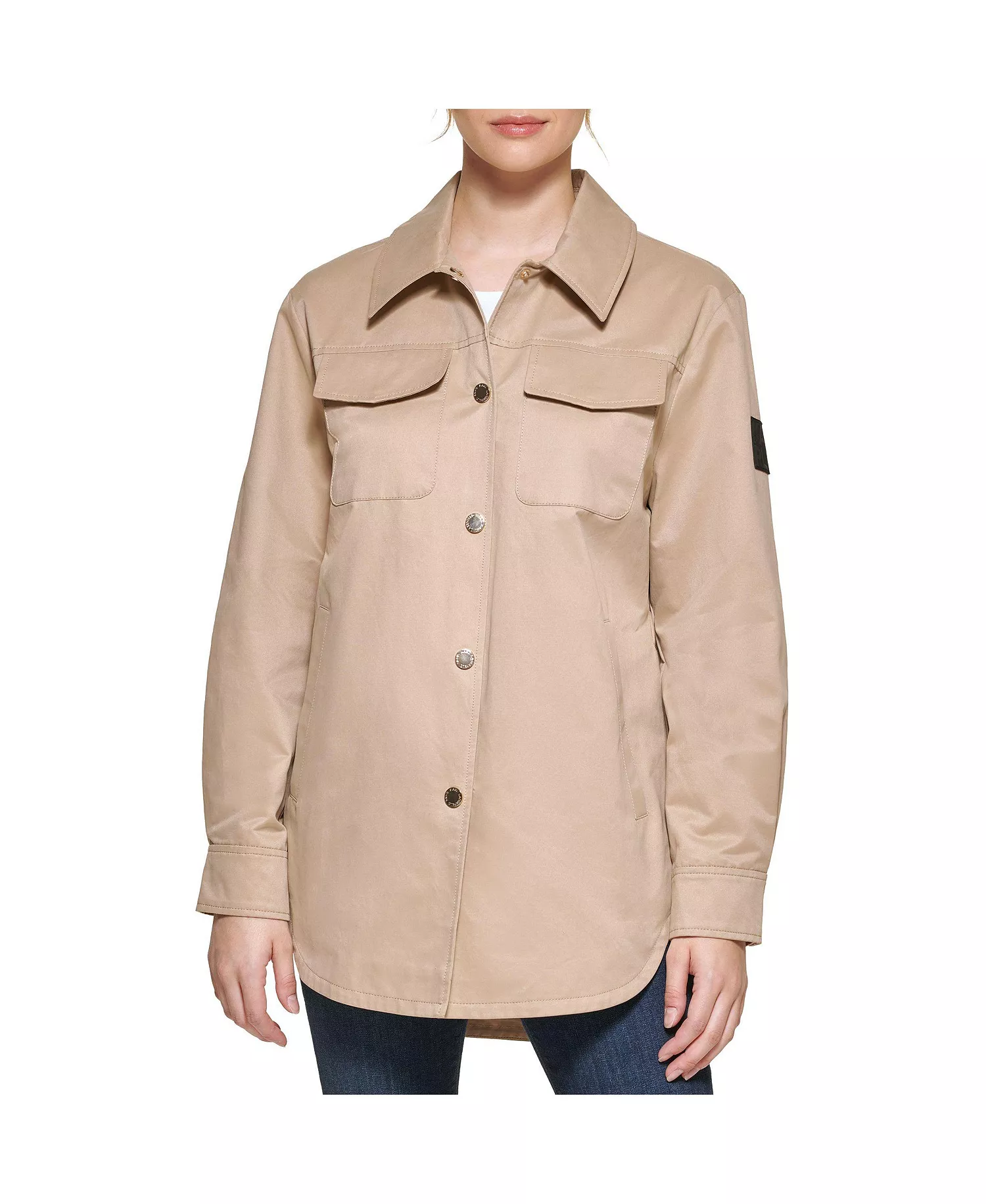 Women's Oversized Shirt Jacket - Khaki - L
