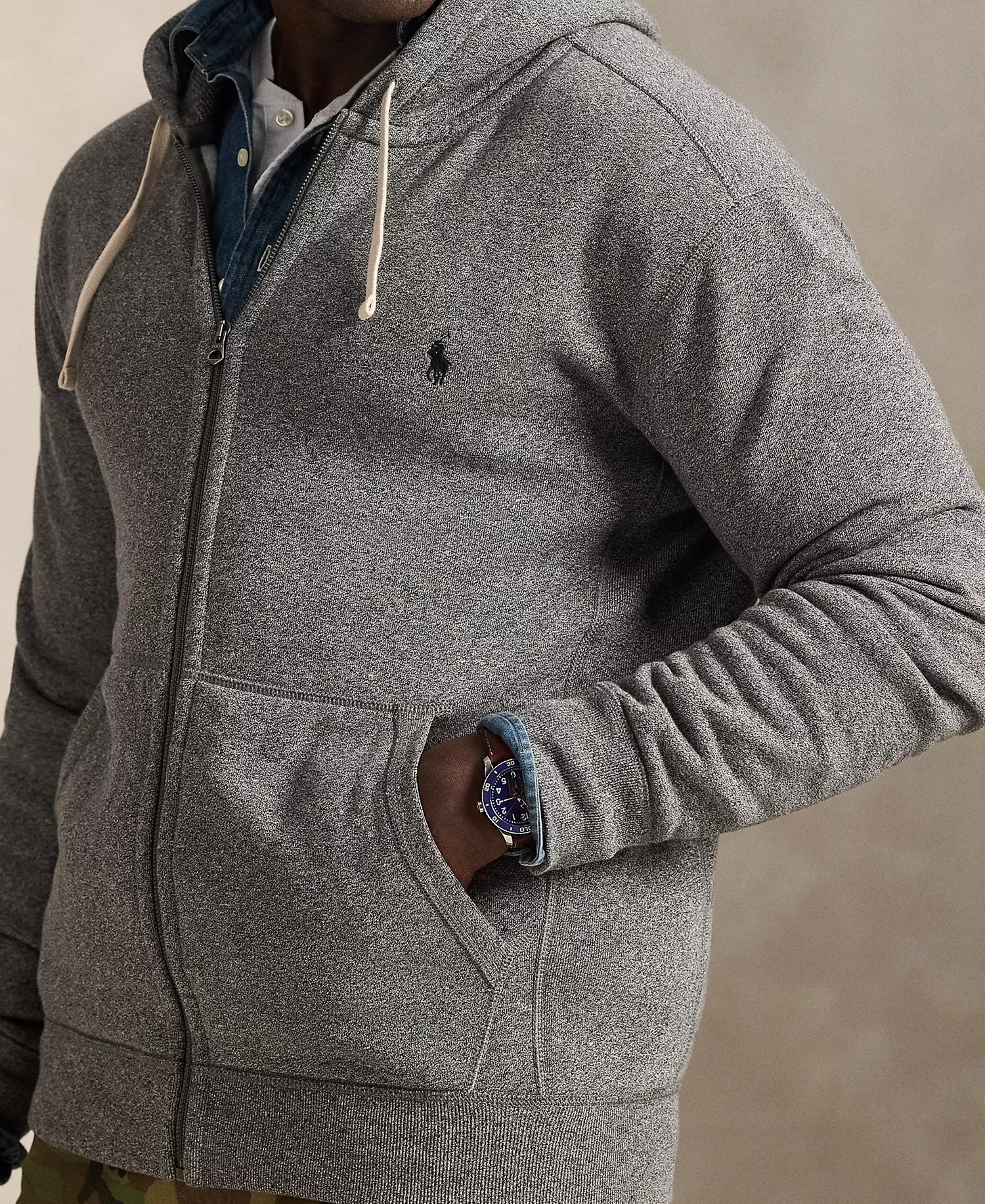 Men's Big & Tall Full-Zip Signature Fleece Hoodie - Ash Grey Heather - 2LT