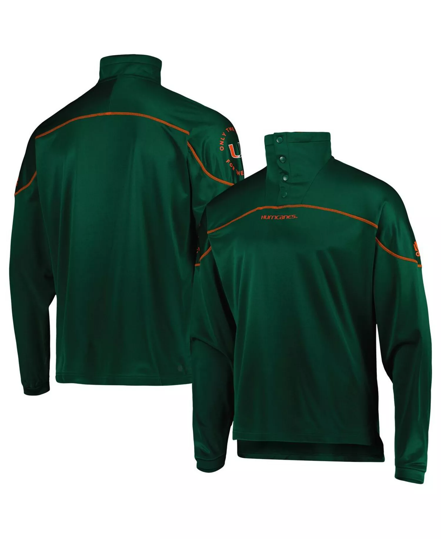 Men's Green Miami Hurricanes AEROREADY Knit Quarter-Snap Jacket - Green - 2XL