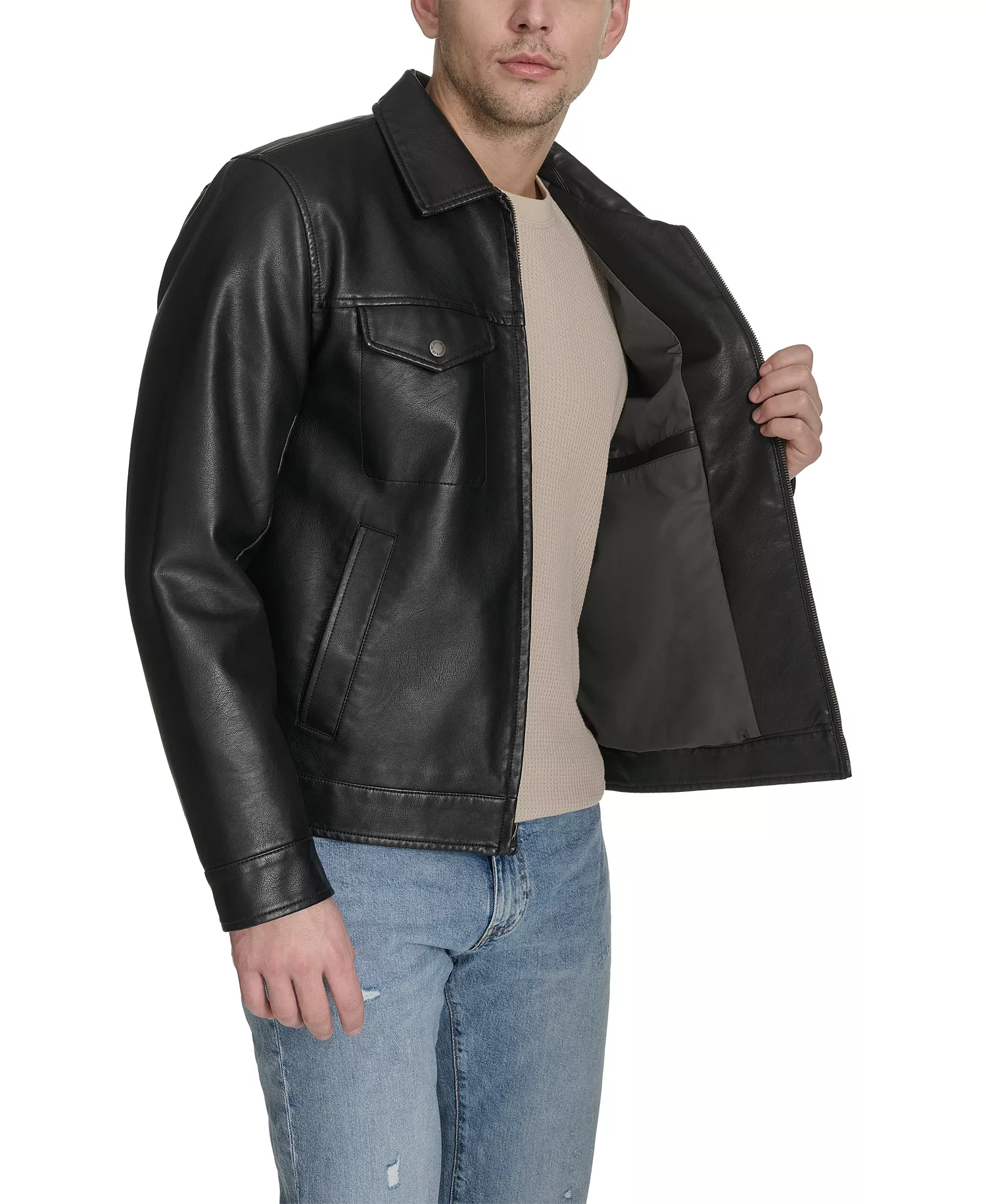 Men's Classic-Fit Trucker Jacket - Black - 2XL