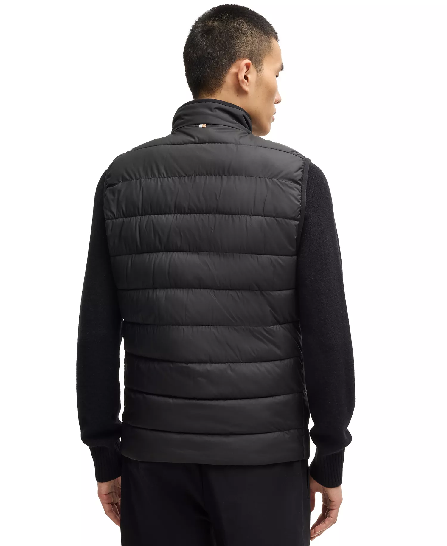 Men's Water-Repellent Tonal Logo Gilet Vest - Black - 36R