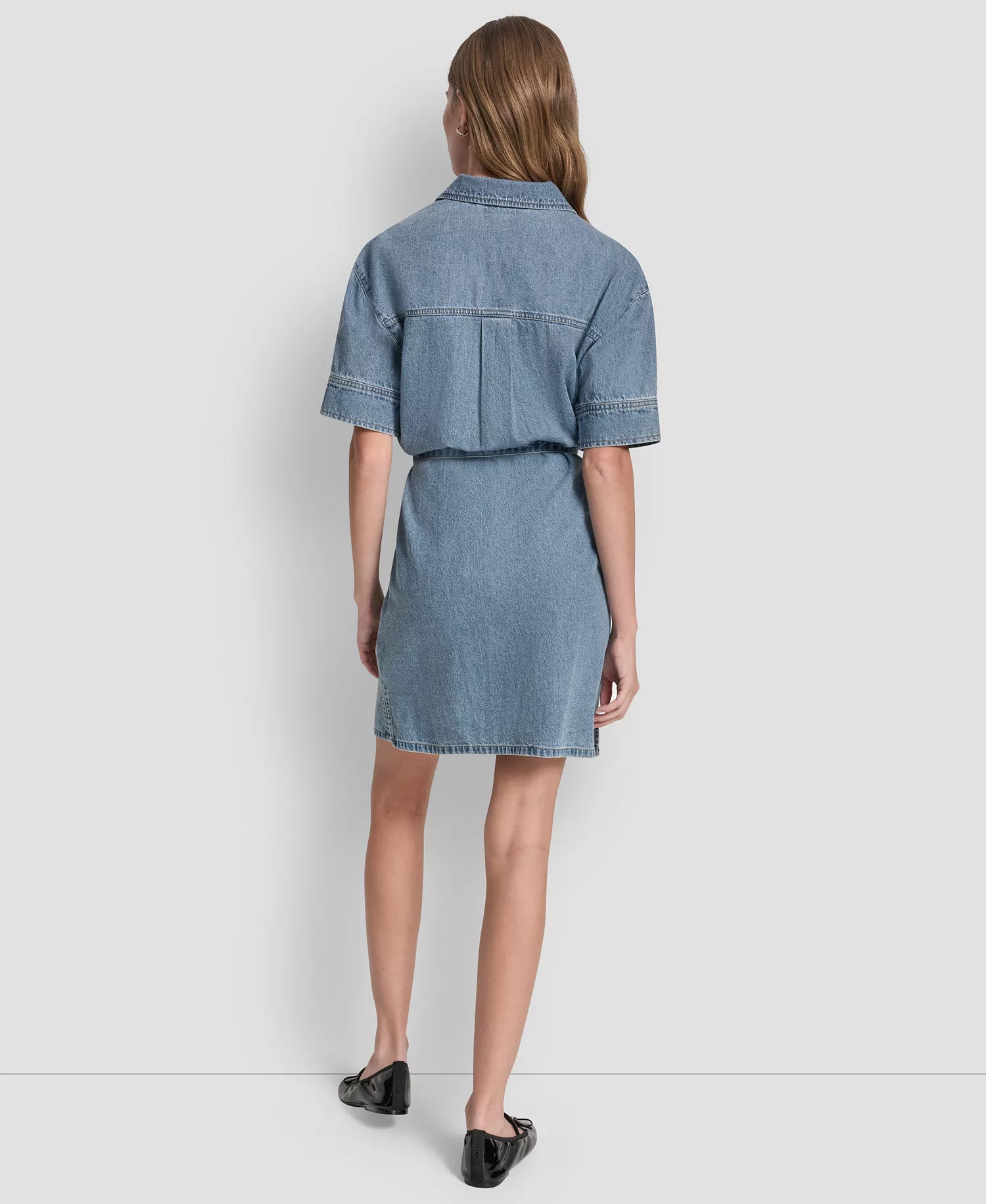 Women's Button-Front Shirt Dress With Removable Belt - Cooper - L