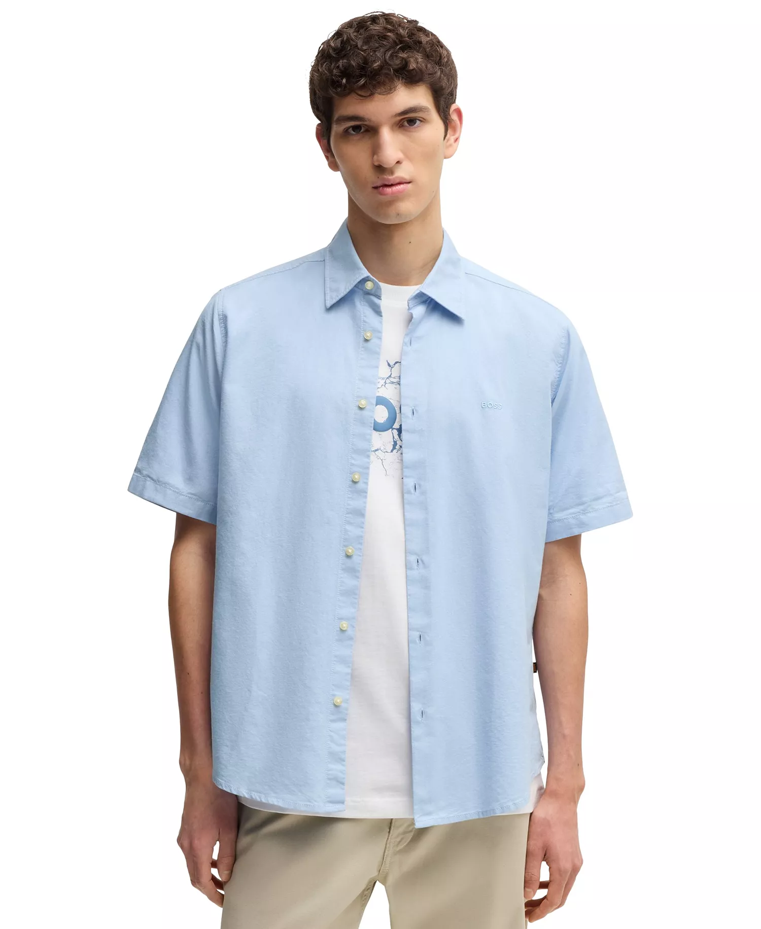 Men's Oxford Cotton Regular-Fit Shirt - Open Blue - L