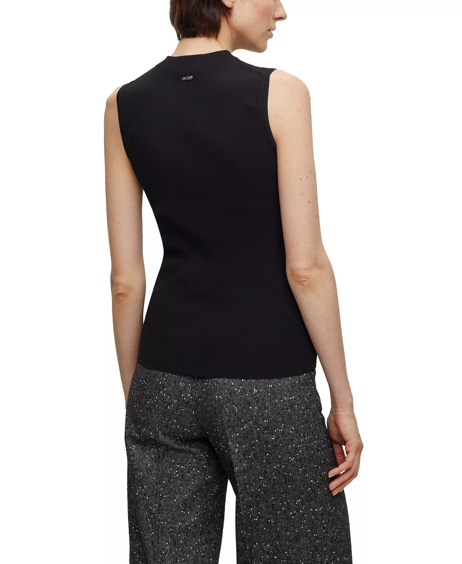 Women's Sleeveless Mock-Neck Top - Black - L