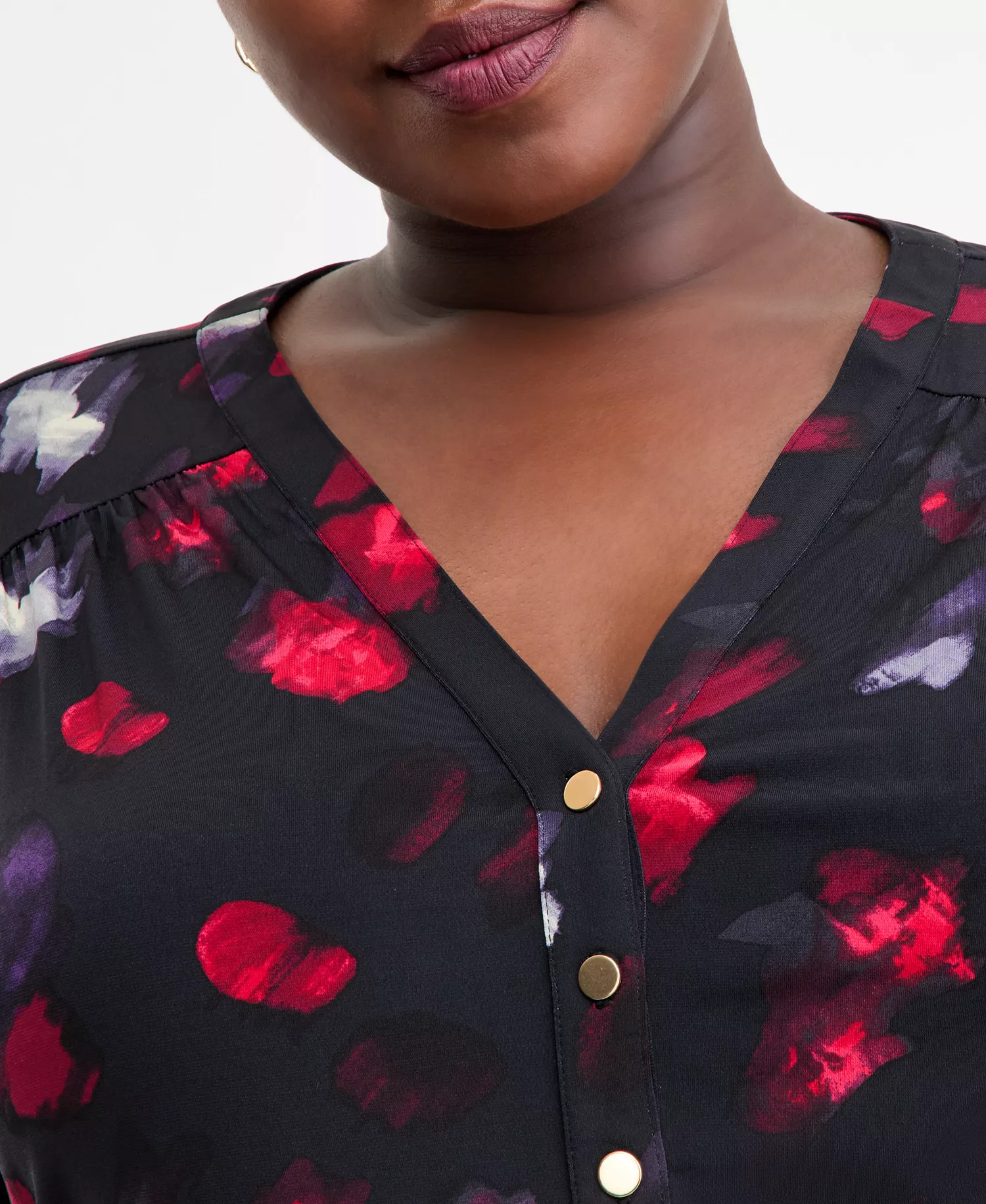 Plus Size V-Neck Long-Sleeve Top, Macy's Exclusive  - Ava Blooms - 0X