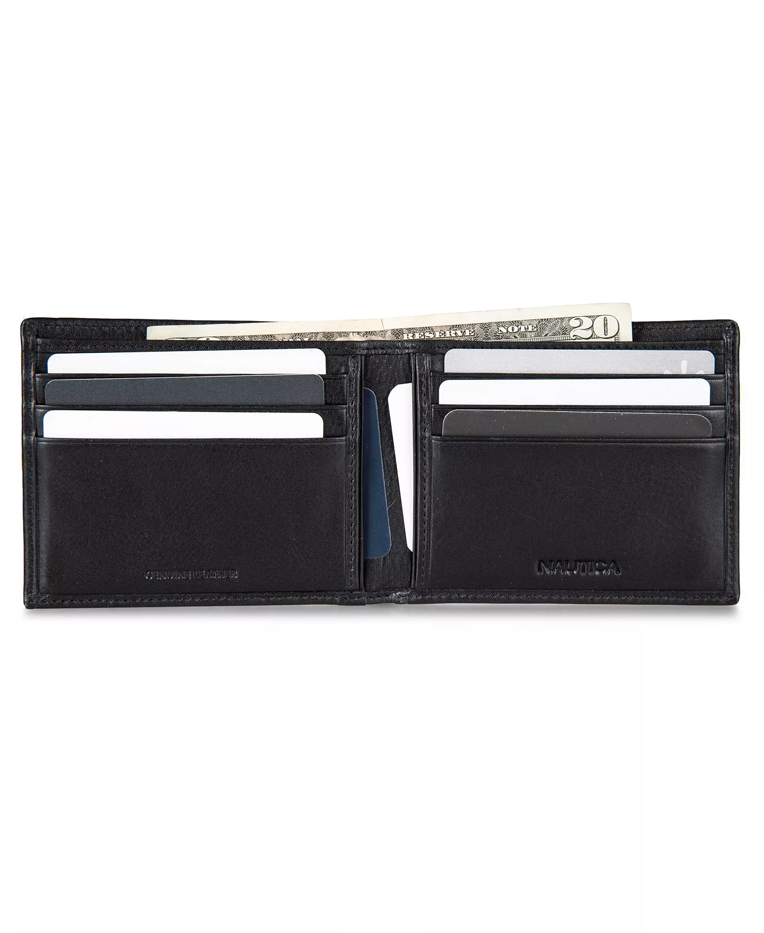Men's Enameled Logo Leather Bifold Wallet - Black - ONE SIZE
