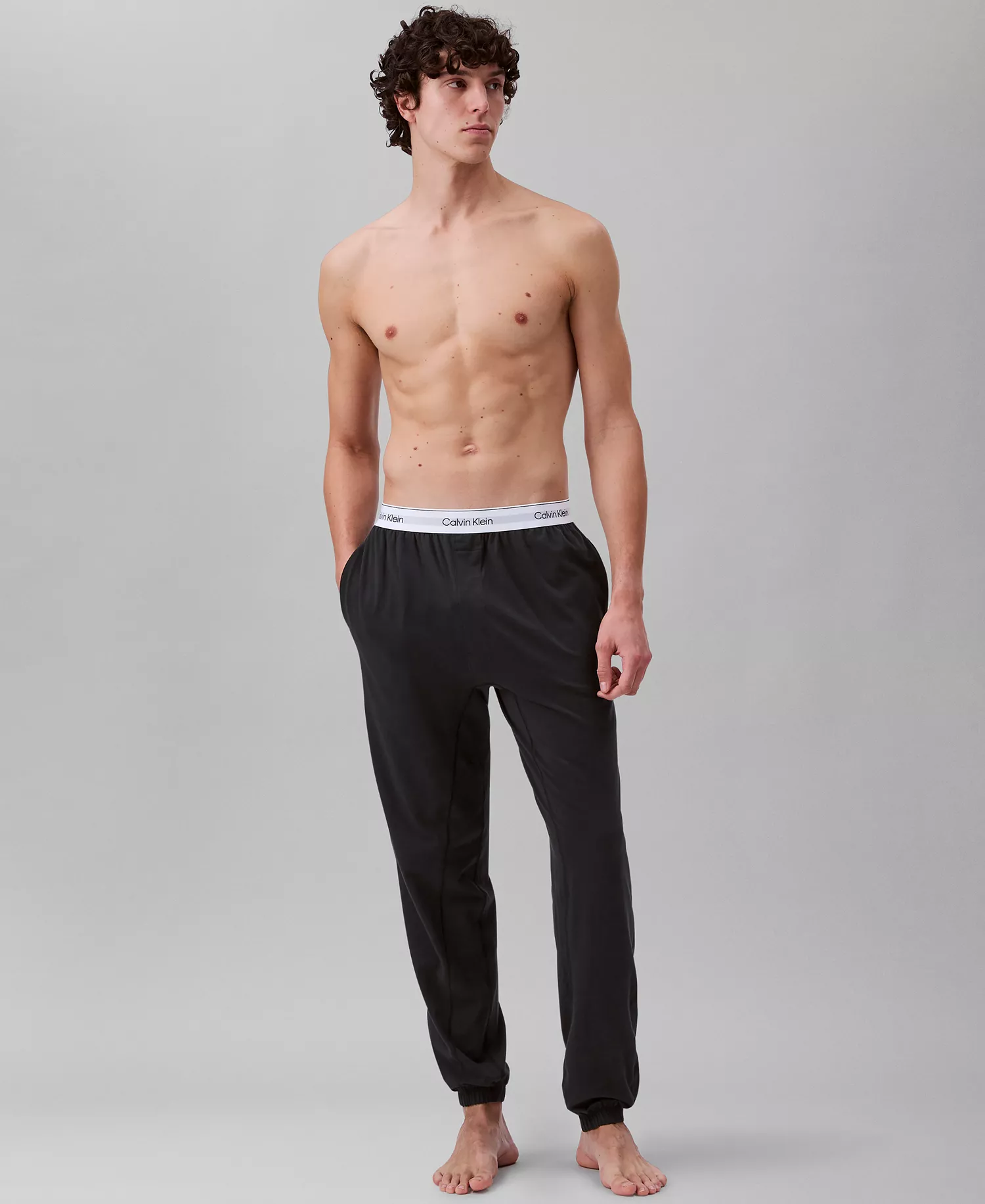 Men's Modern Cotton Logo Pajama Jogger - Black - L