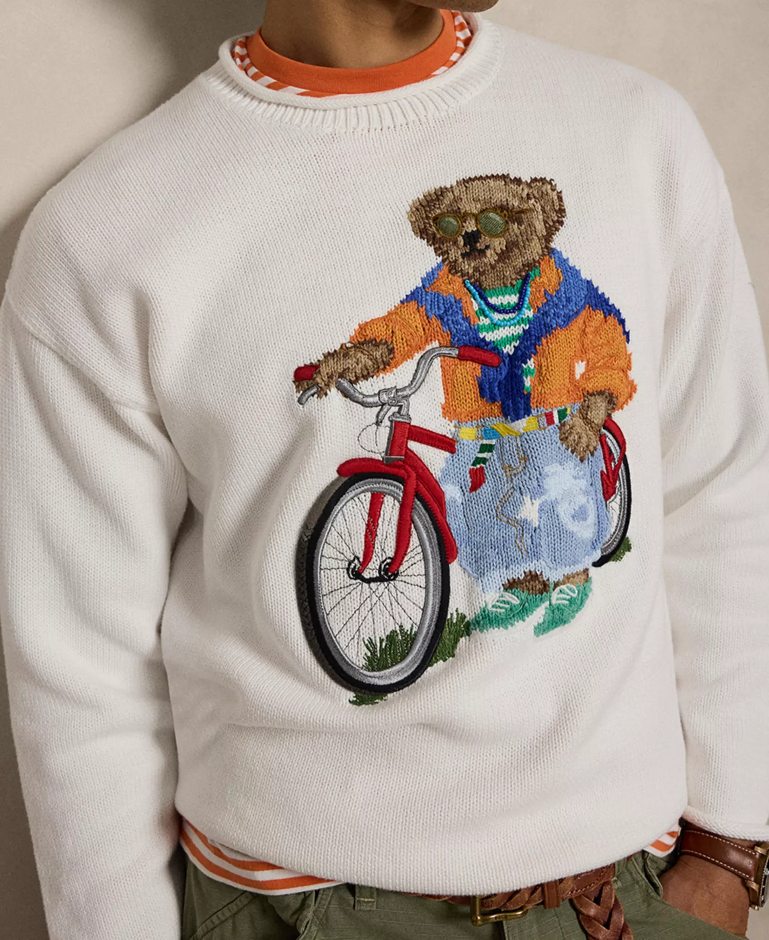 Men's Bears Print Crewneck Sweater - Deckwash White - 2XL