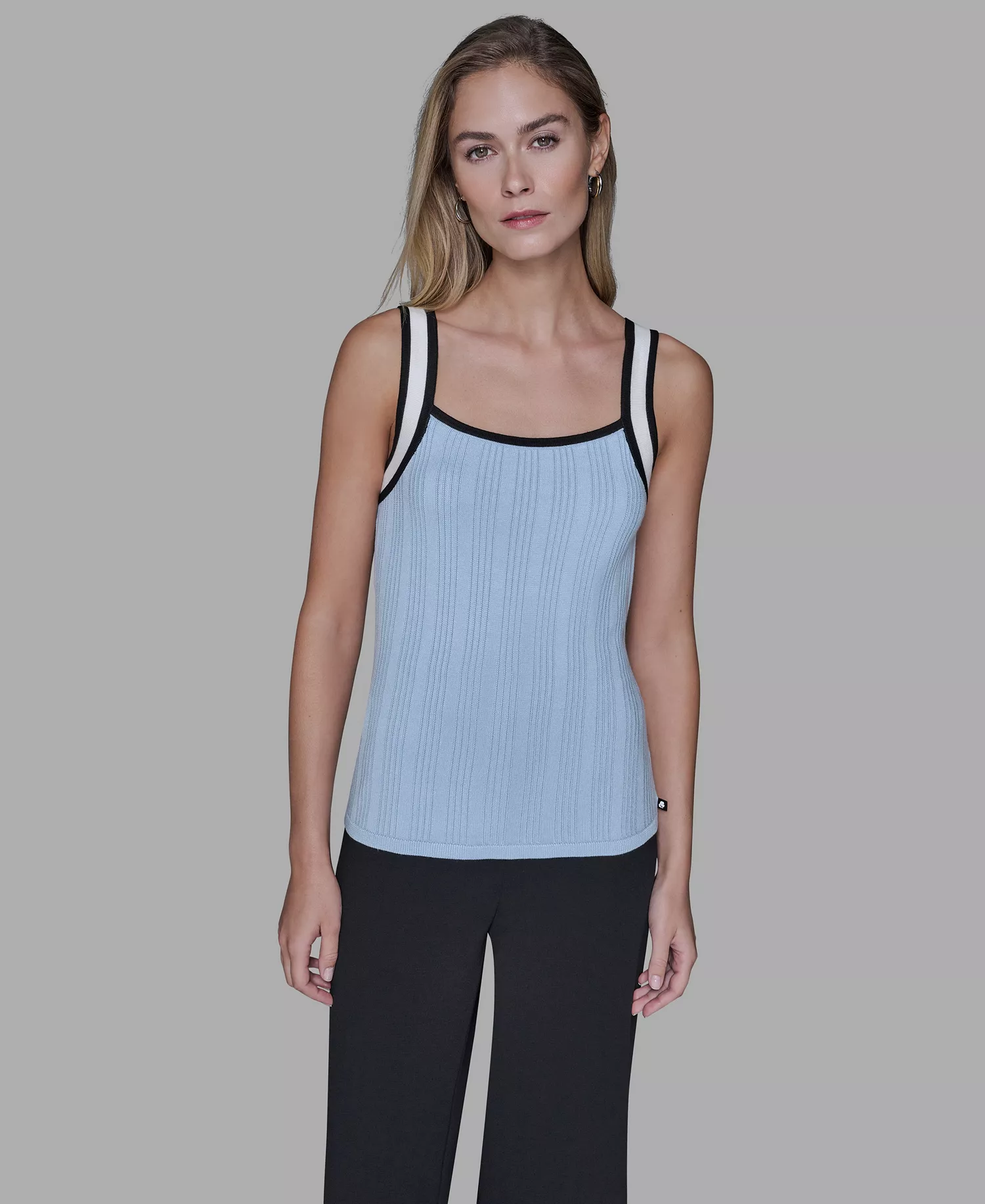 Women's Contrast Sleeveless Tank Top - Blue Aura - L