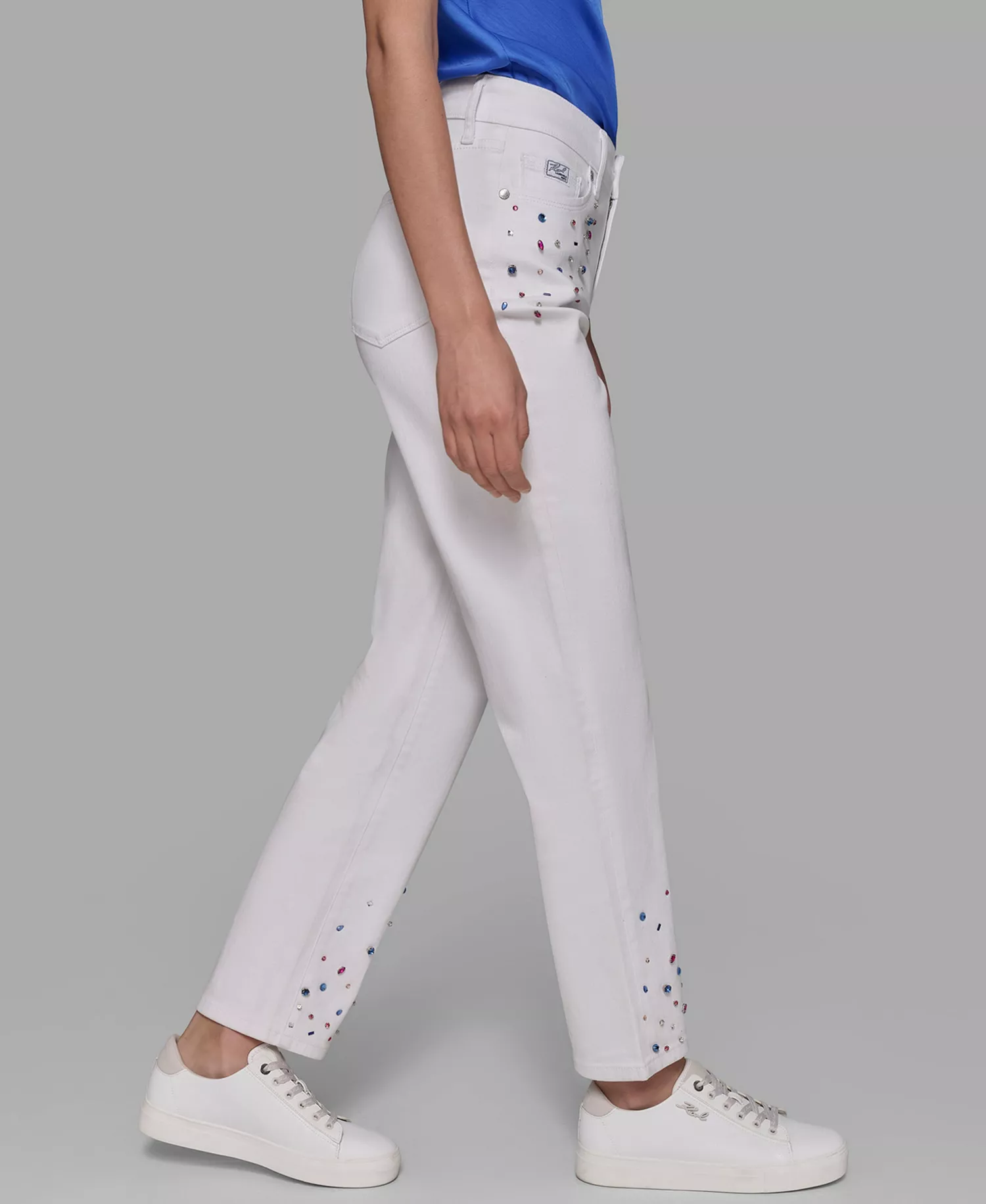 Women's Comfort Stretch Embellished Jeans - White Denim - 10