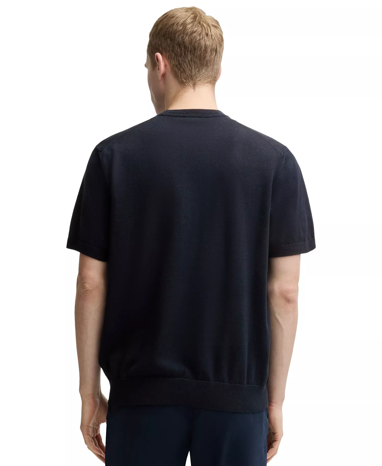 Men's Cotton Cashmere Knit Sweater - Dark Blue - XXL