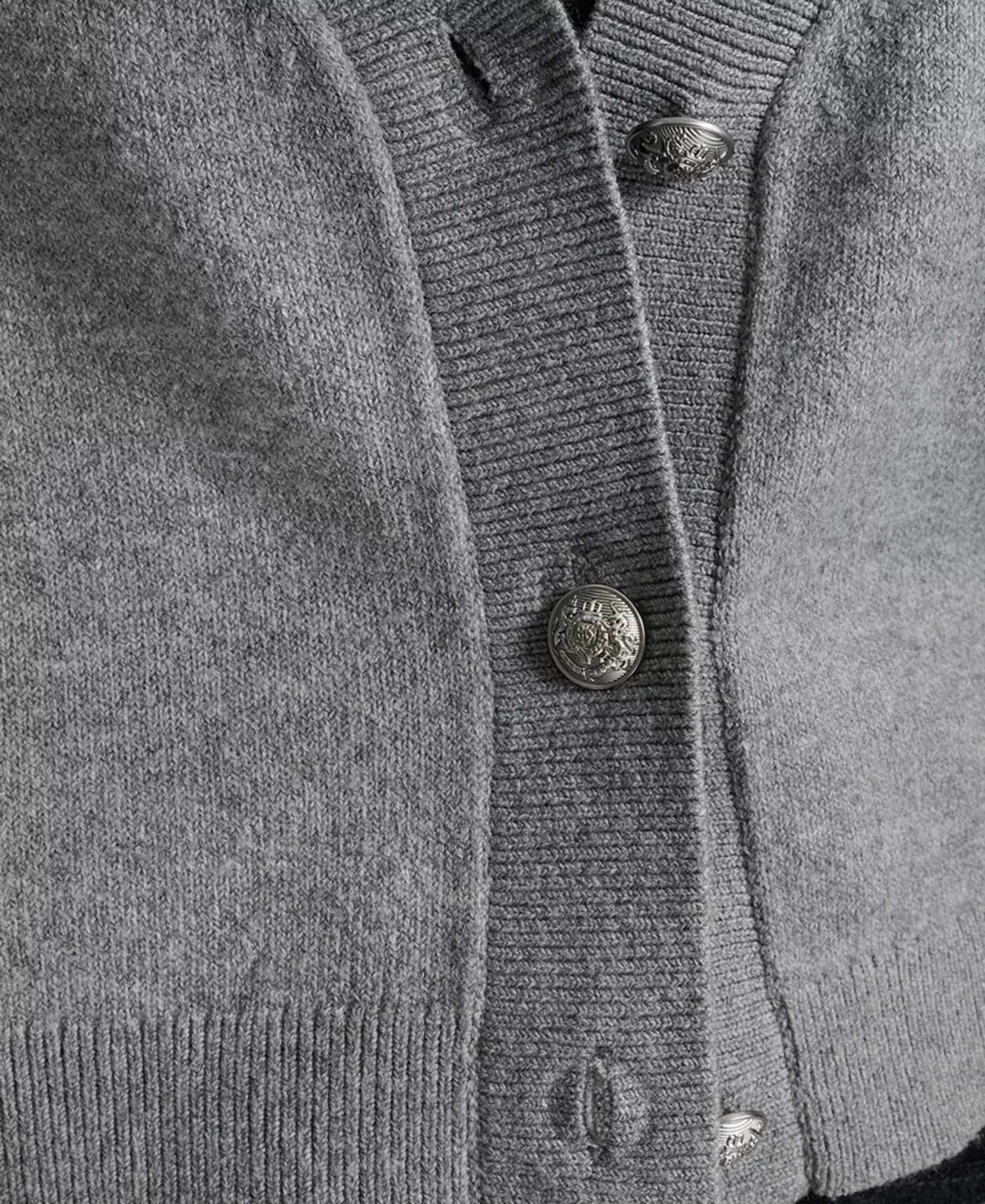 Women's Fashioned Raglan Long-Sleeve Cardigan Sweater - Storm Grey Heather - L