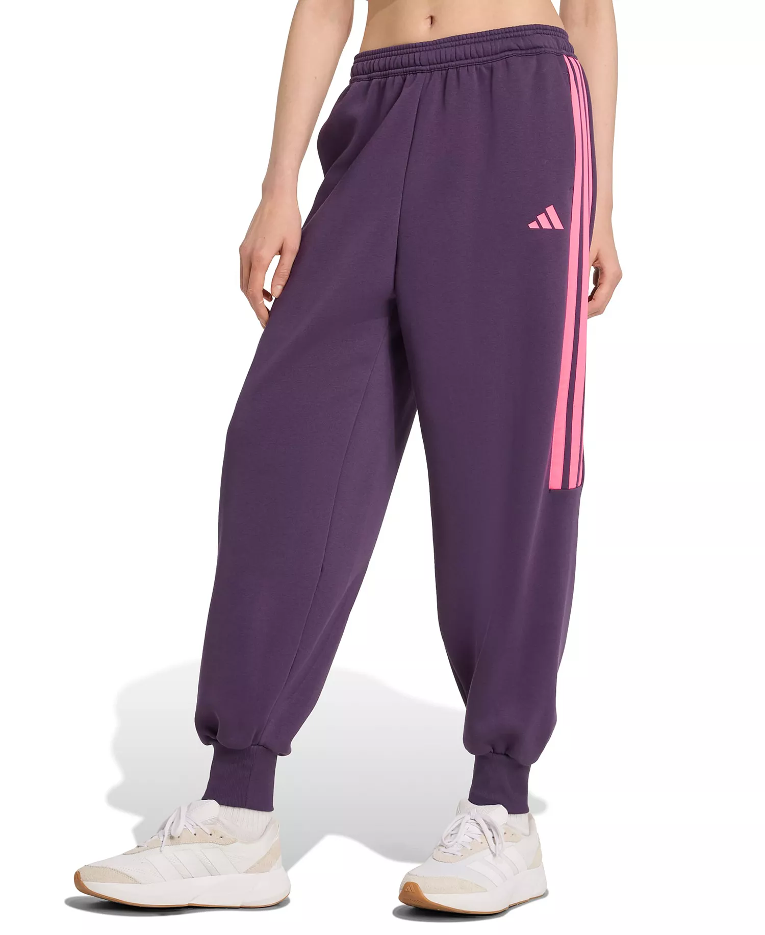 Women's House of Tiro 3-Stripes Fleece Pants - Aurora Plum/lucid Pink - 2XL