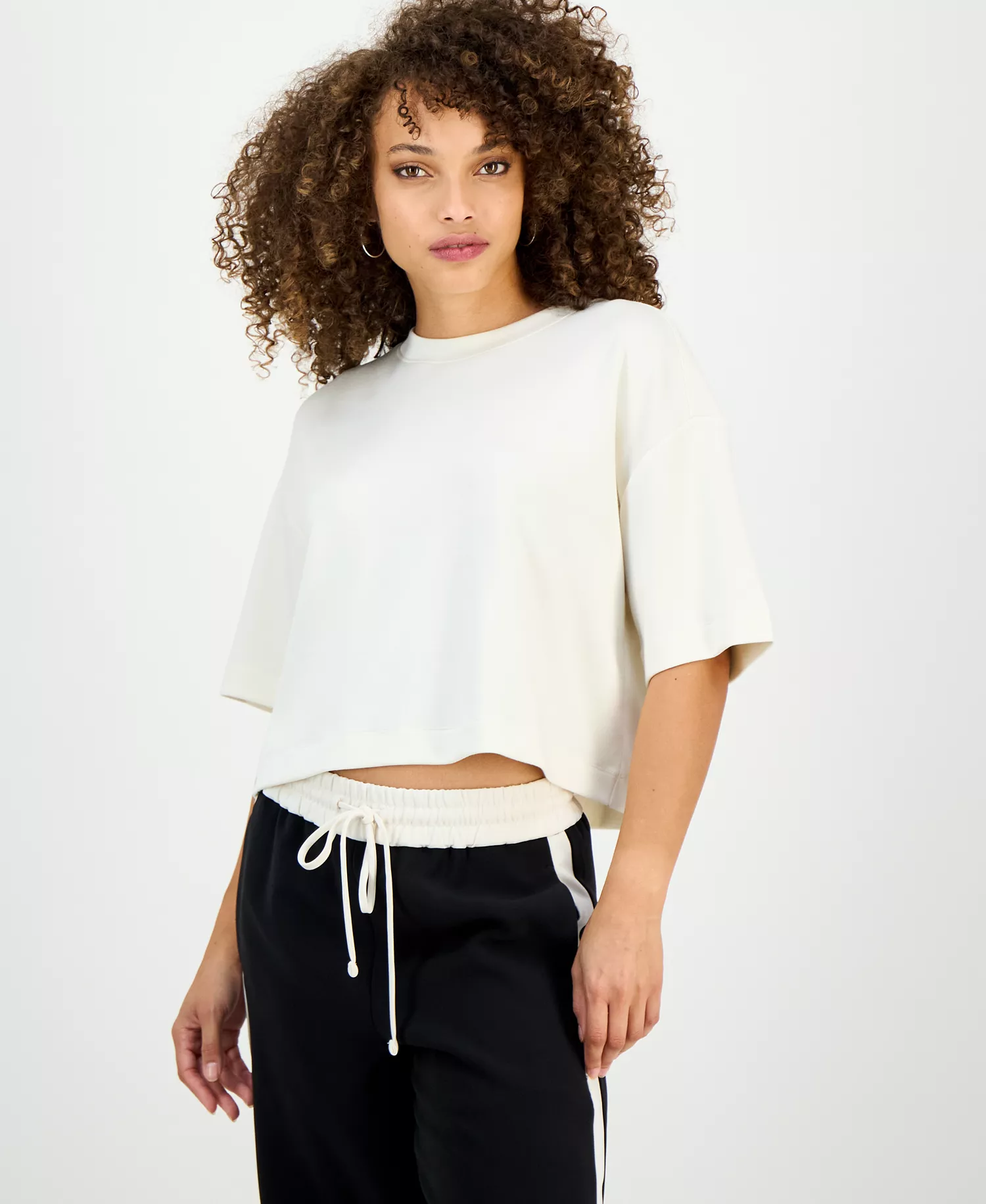 Petite Crewneck Short-Sleeve T-Shirt, Macy's Exclusive - Vintage Cream - P/L