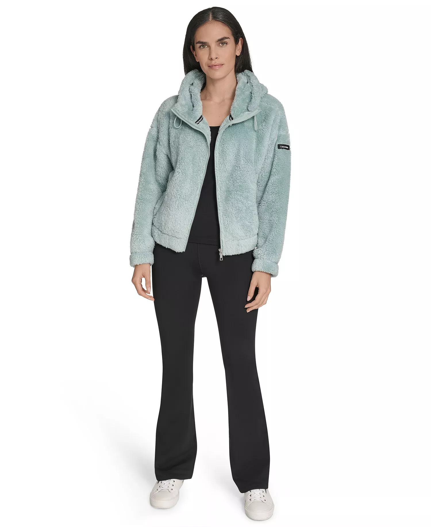 Women's Performance Oversized Hooded Sherpa Jacket - Blue Surf - 2XL