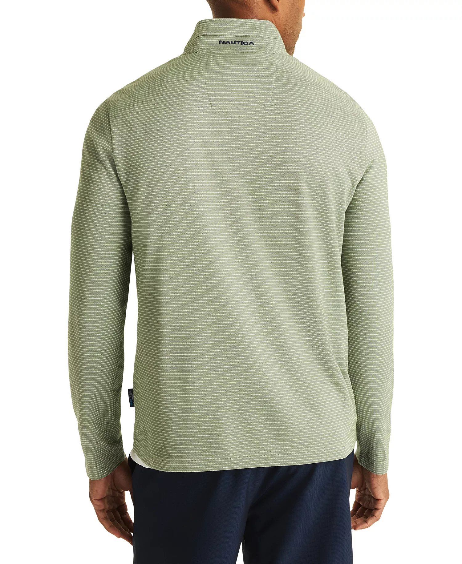 Men's Striped Quarter-Zip Sweatshirt - Bronze Green - 2XL