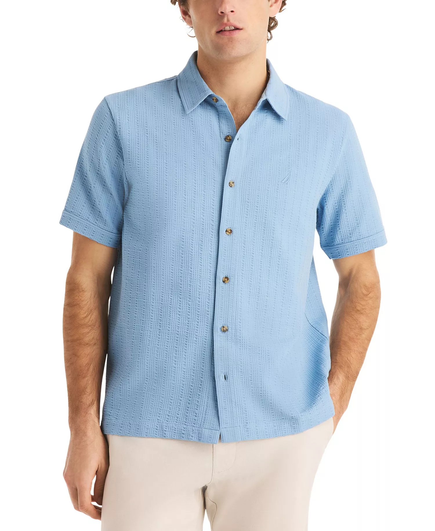 Men's Seersucker Short-Sleeve Shirt - Allure - 2XL