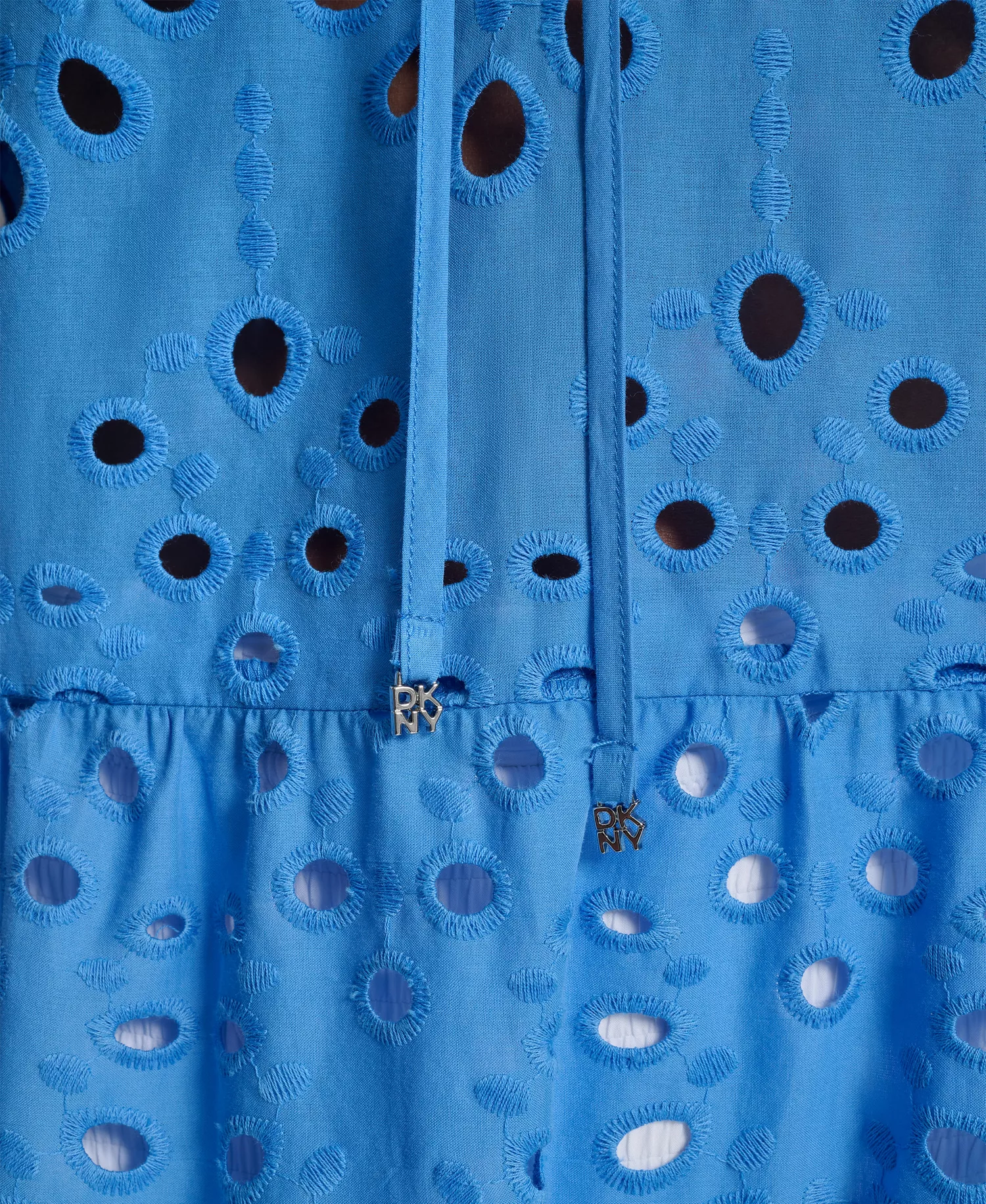 Women's Tiered Eyelet Maxi Dress Swim Cover-Up - Hampton Blue - L