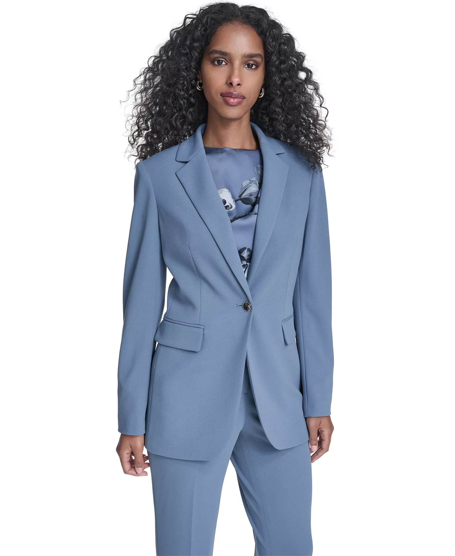 Petite Notch Collar One Button Blazer - Flint - 10P