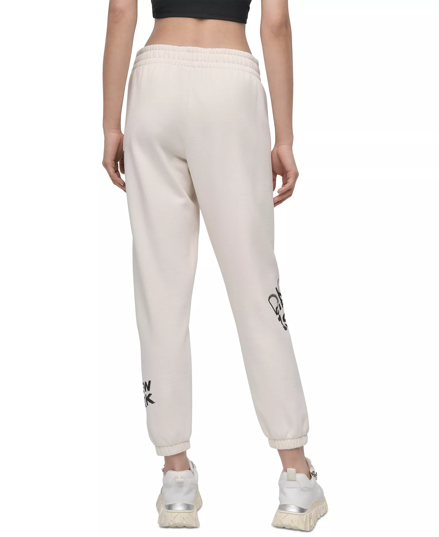 Women's Graffiti Logo Cotton-Blend Joggers - Eggnog - L