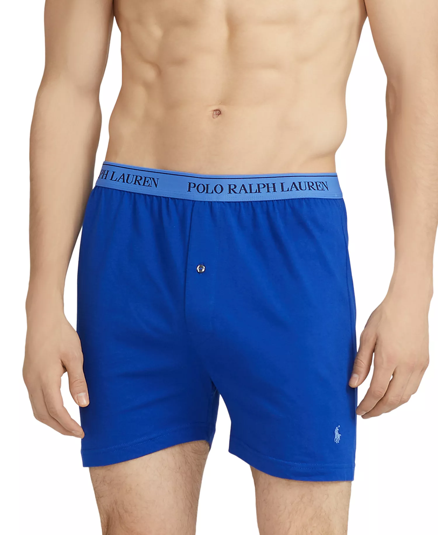 Men's 5-Pack Classic-Fit Cotton Knit Boxers  - Blue - L