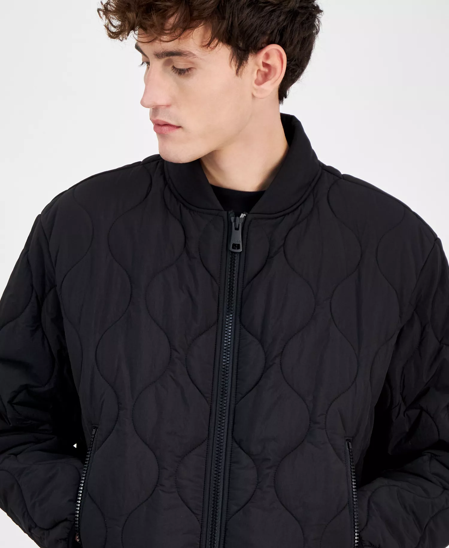 Men's Boho2421 Slim-Fit Onion-Quilted Bomber Jacket - Black - M