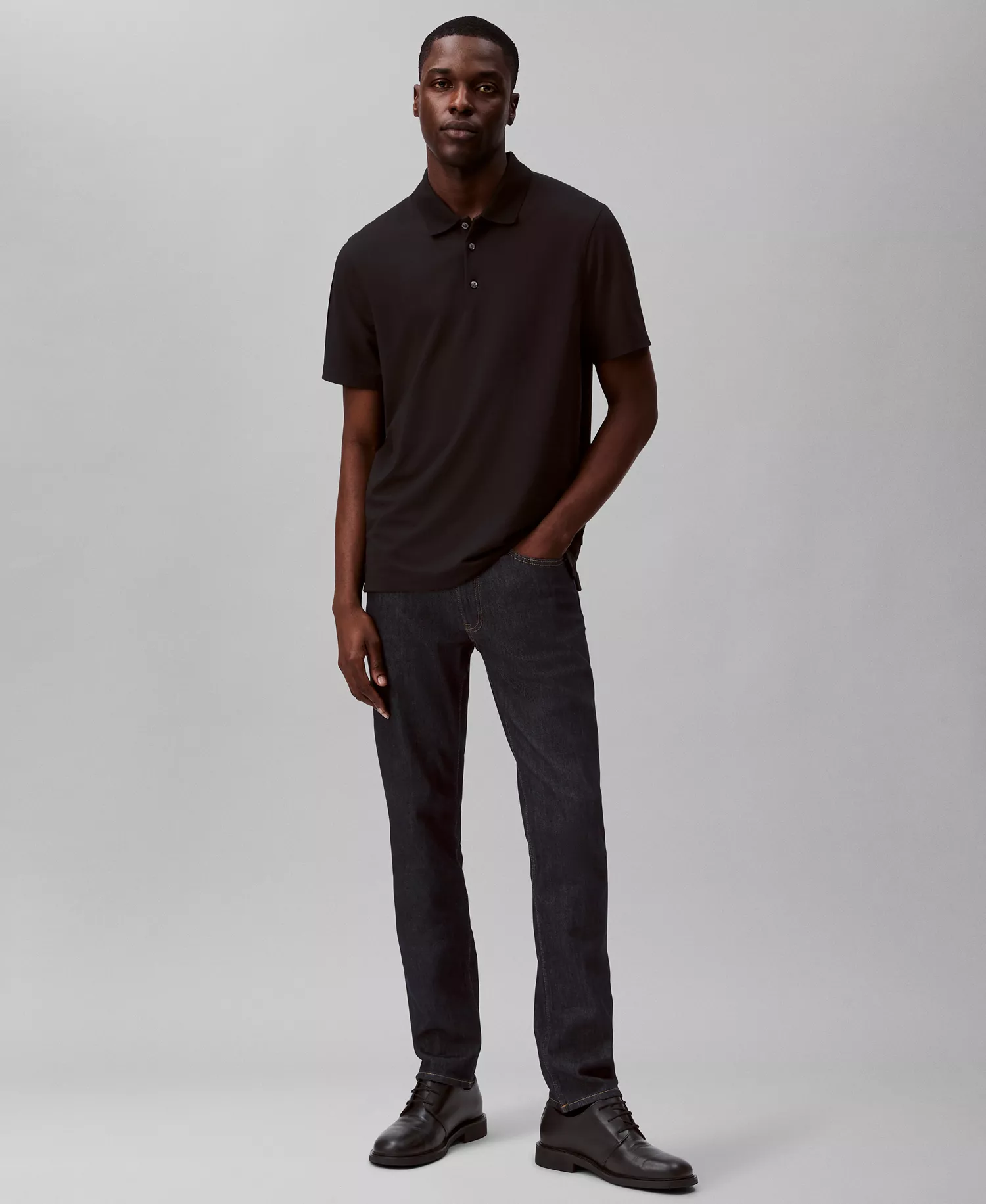 Men’s Short Sleeve Stretch Jacquard Polo Shirt - Black - 2XL