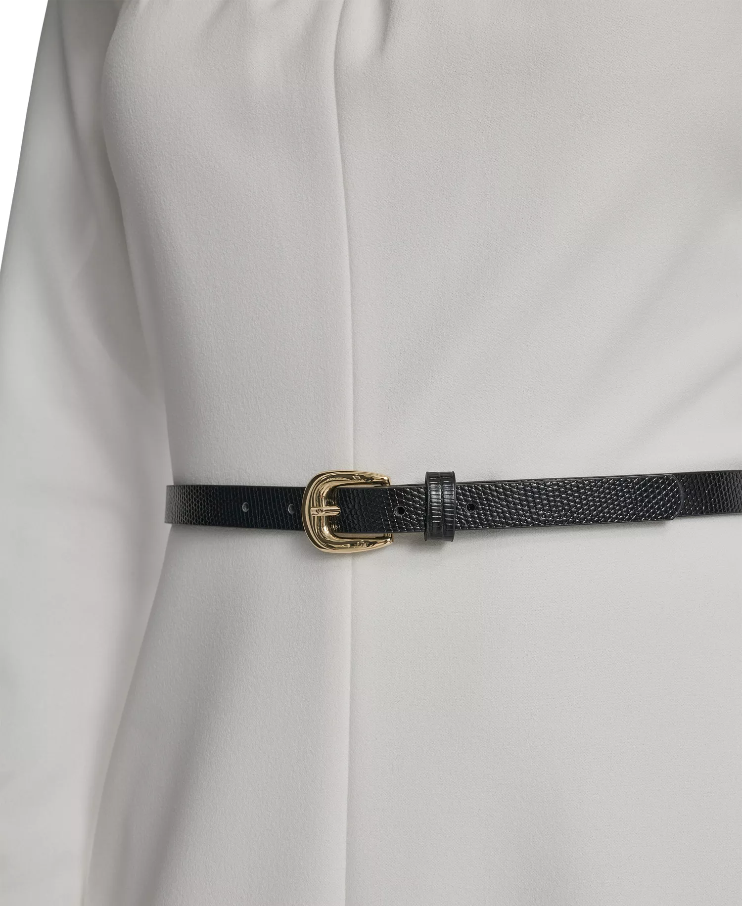 Women's Belted Bell Sleeve Crew Neck Dress - Cream - 10