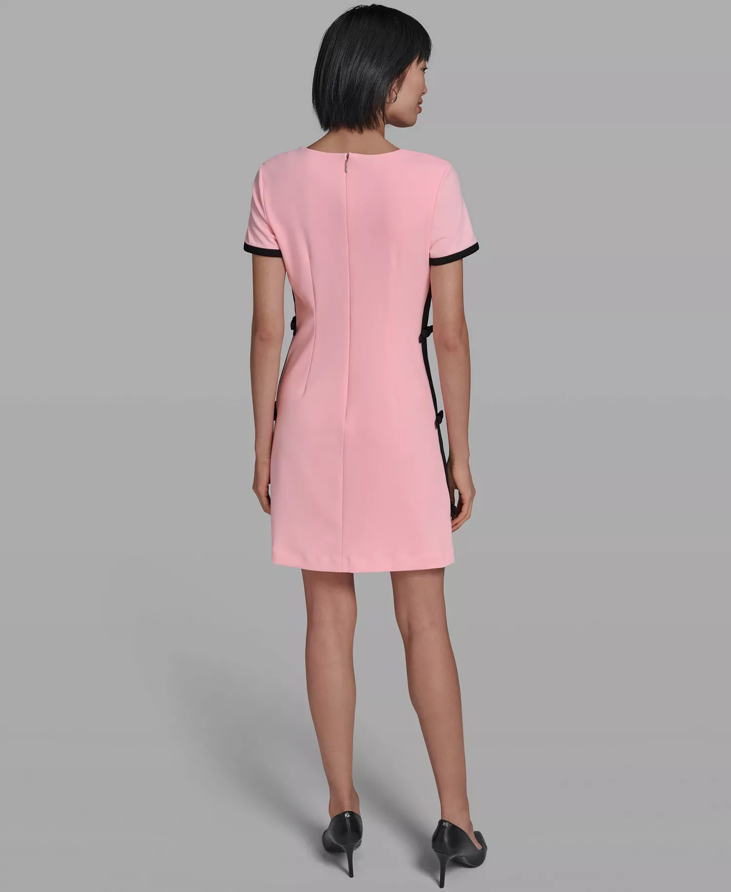 Women's Bow Trim Scuba Crepe Sheath Dress - Almond Blossom/Black - 0