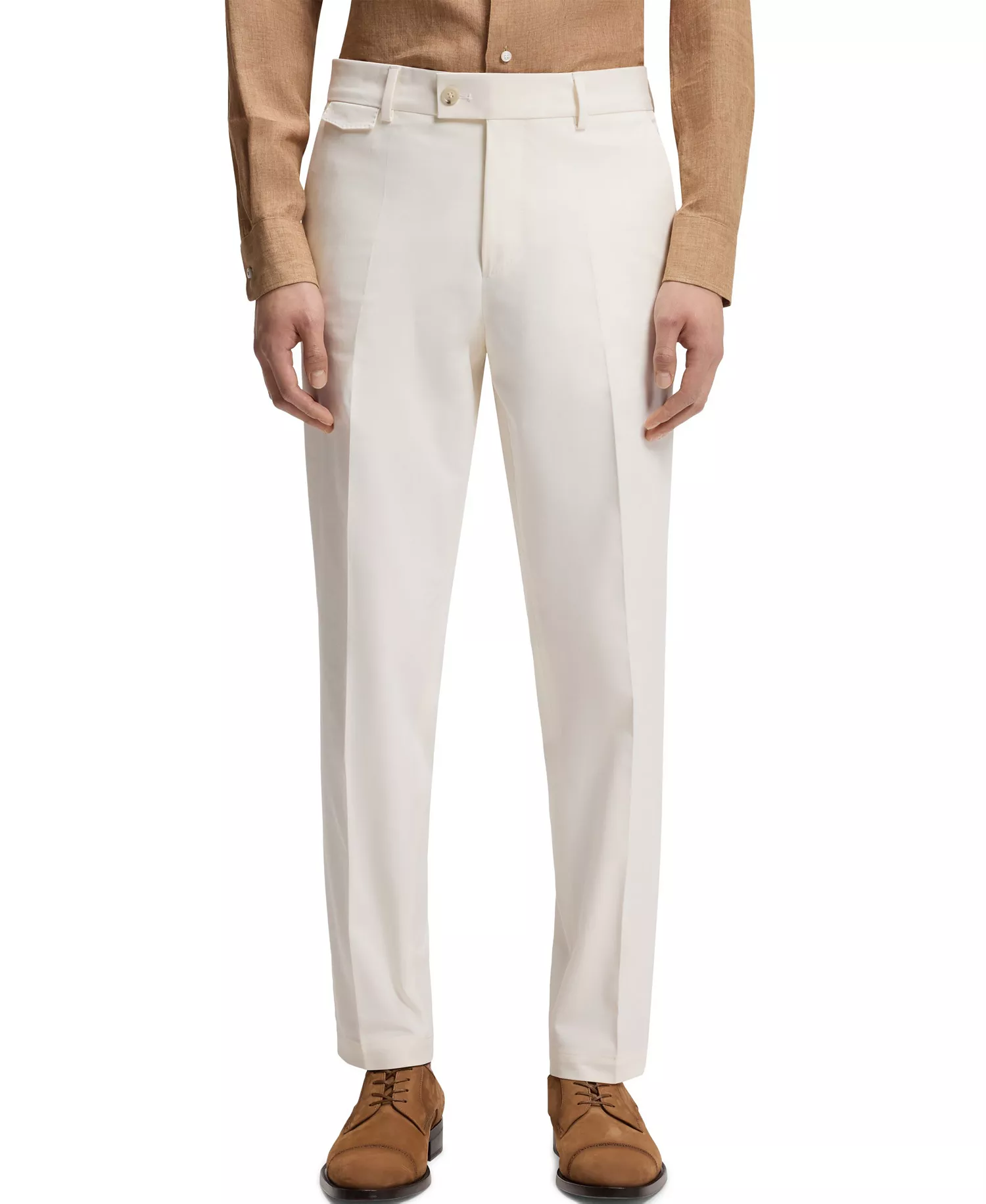Men's Stretch-Cotton Poplin Tapered-Fit Pants - Open White - 30R