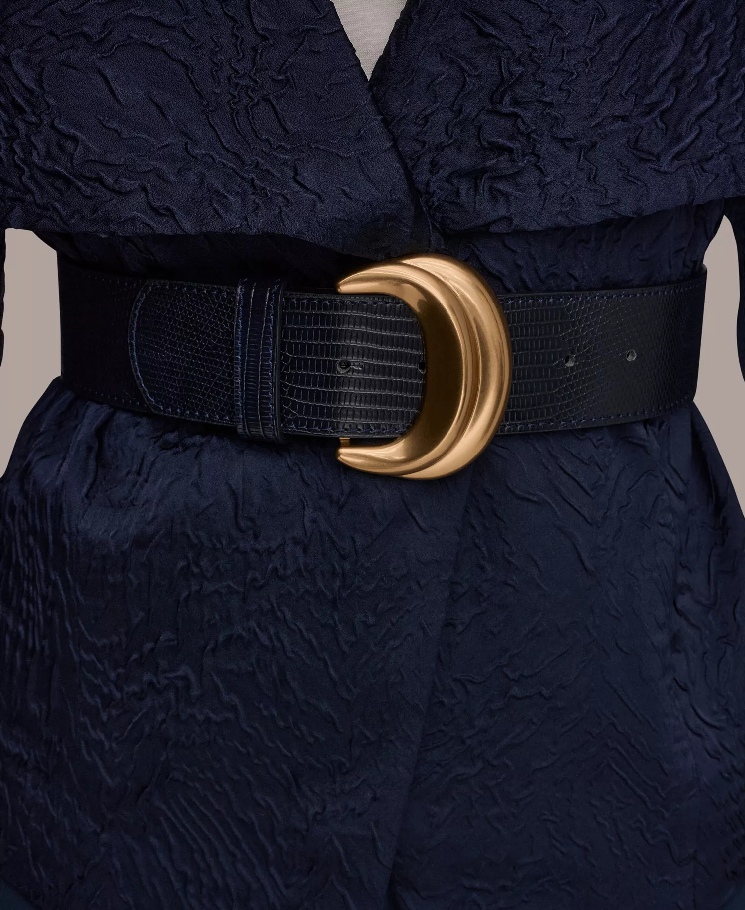 Women's Novelty Wide Lapel Belted Blazer - Nightfall - 0