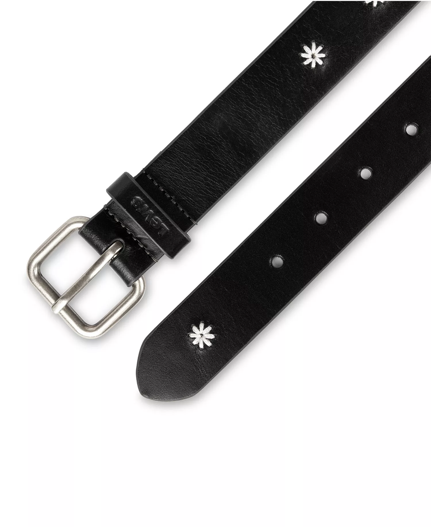 Women's Casual Floral Embroidered Belt - Black - Extra Large