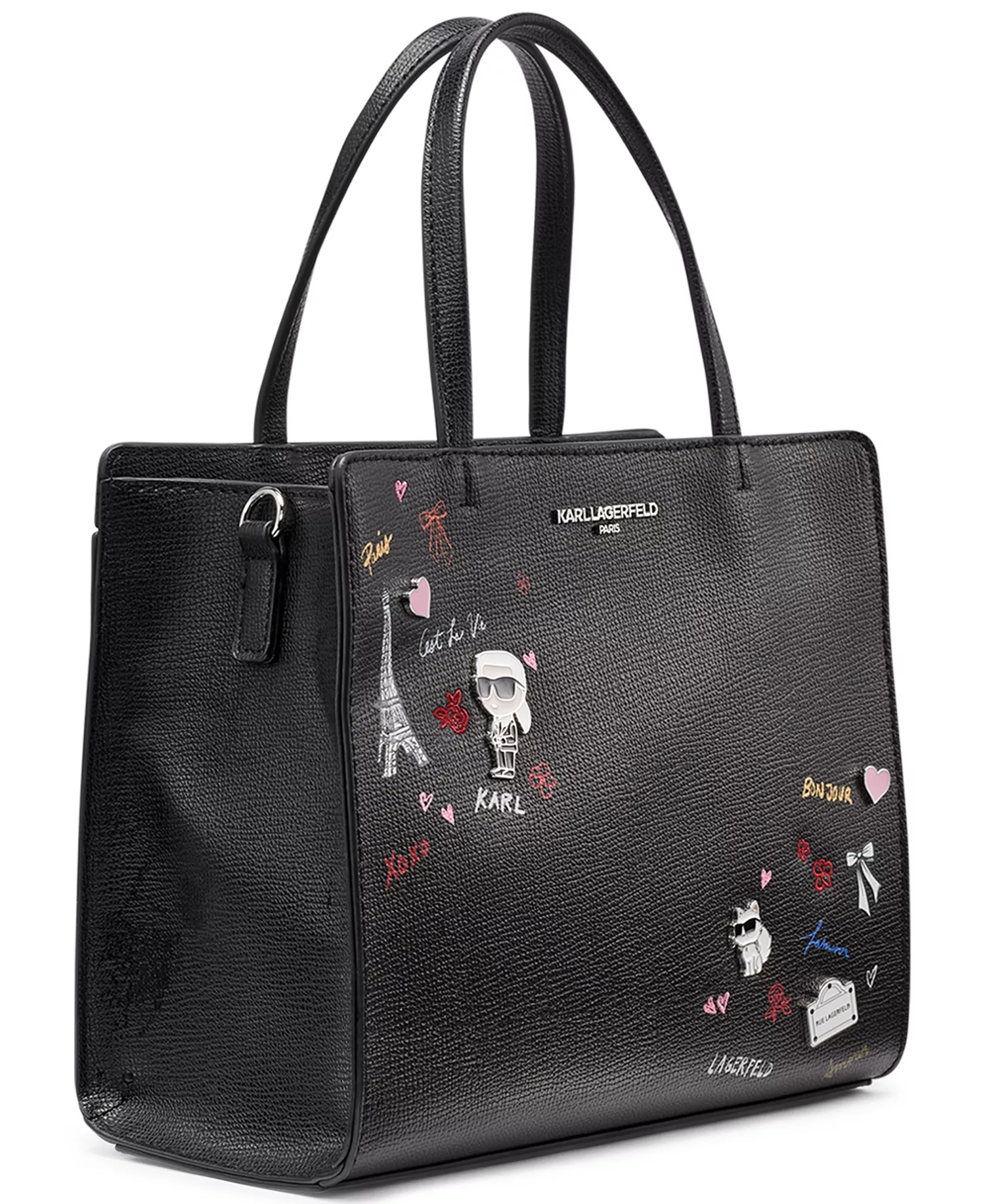 Maybelle Zip-Top Satchel Bag - Black/gold - Small