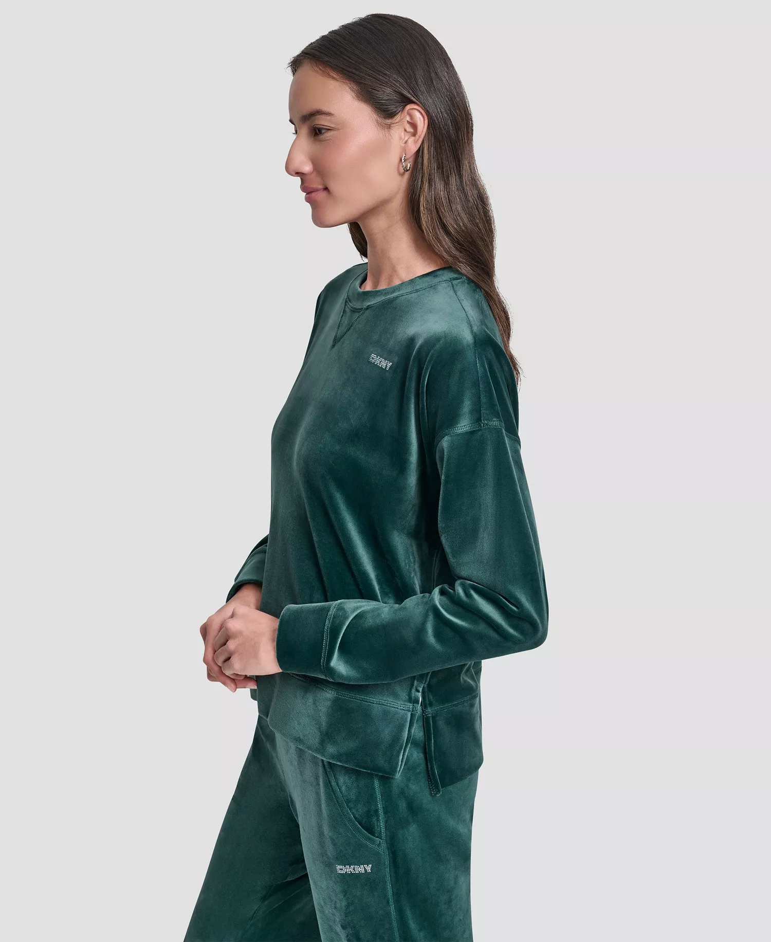 Women's Platinum Velour Crewneck Sweatshirt - Cool Pine - M