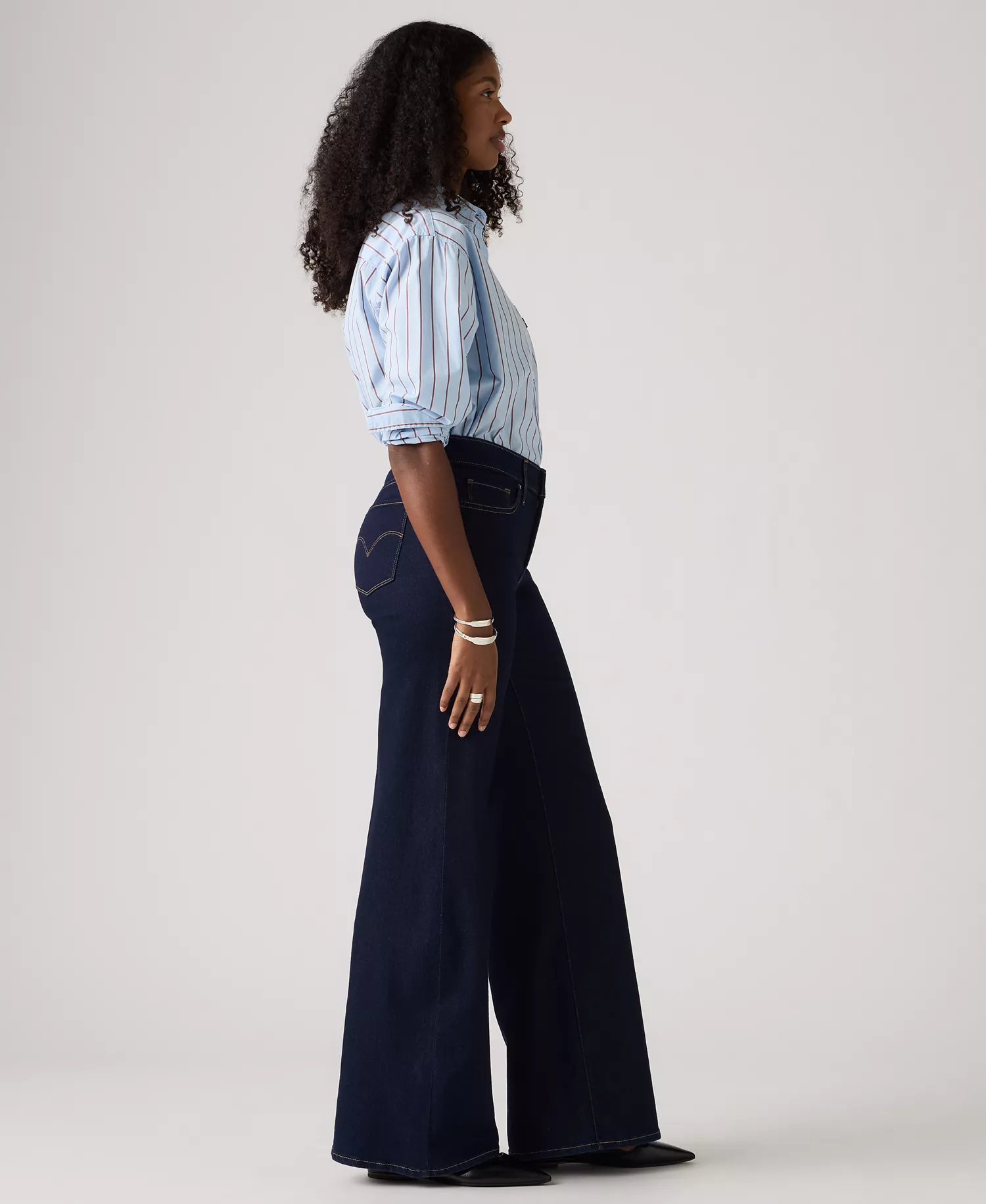 Women's 318 Shaping Stellar-Stretch Wide-Leg Jeans 30" - Darkest Sky - 24