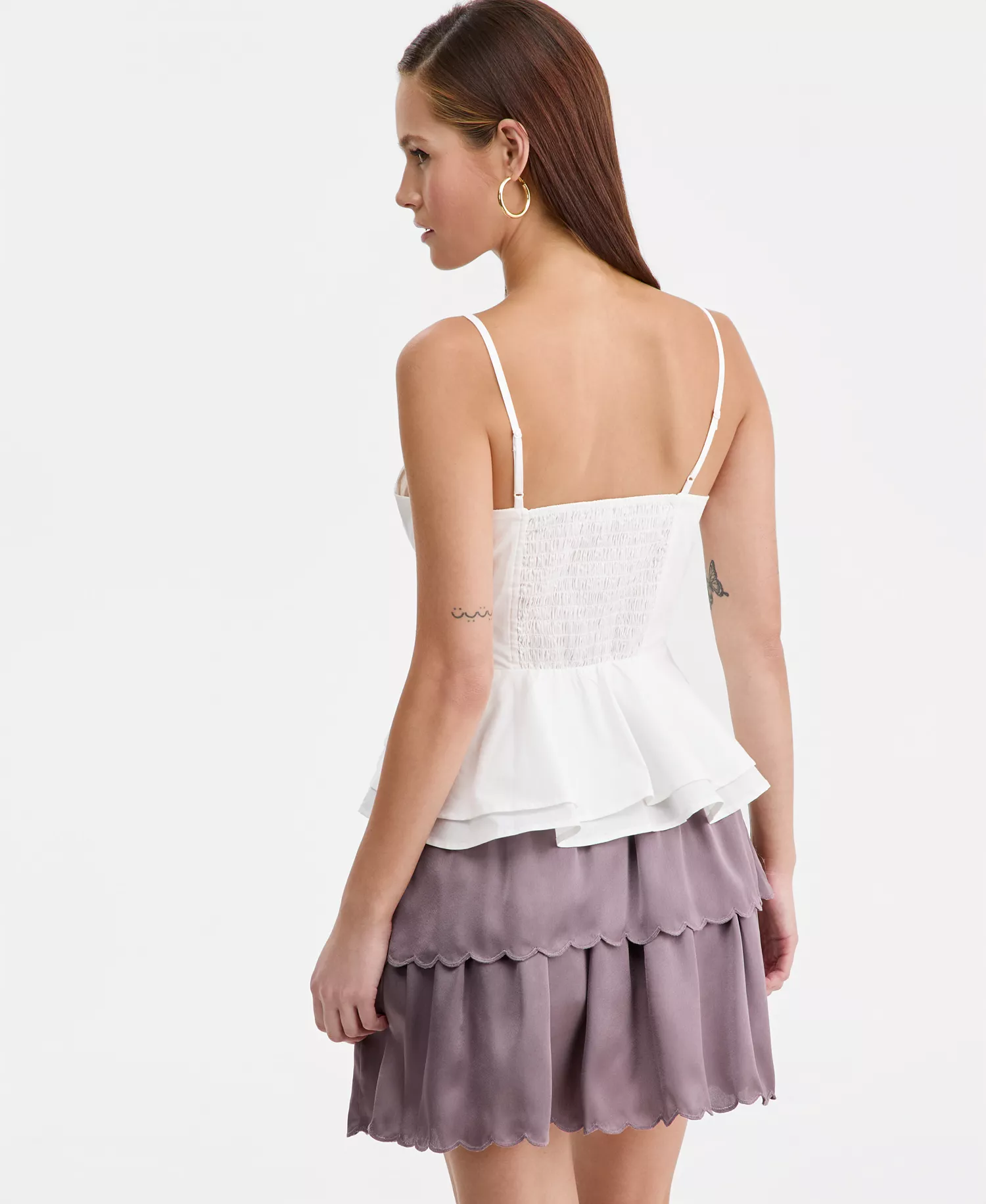 Women's Poplin Peplum Tank Top, Macy's Exclusive - Stark White - L