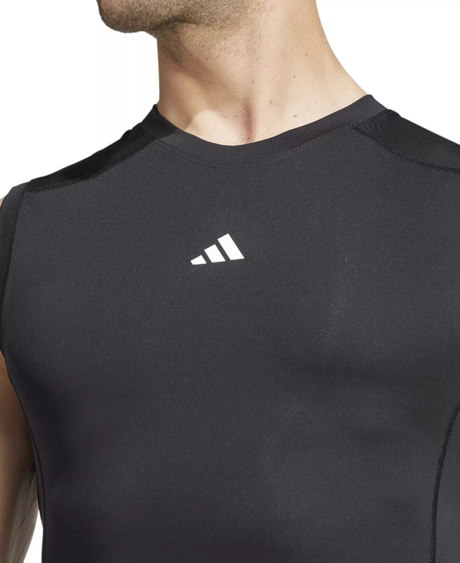 Men's Fitted Crewneck Tech-Fit Sleeveless Compression T-Shirt - Black - 2XL