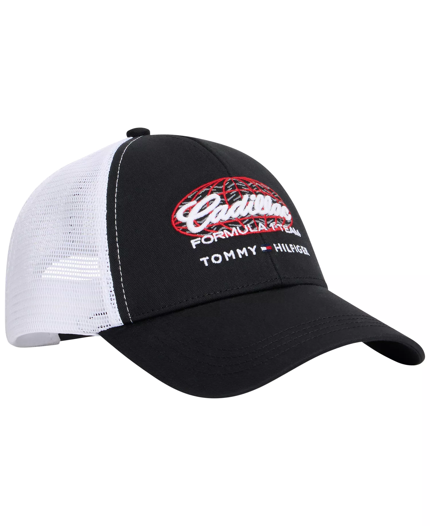 x Cadillac F1® Men's Script Trucker Cap - Black / Optic White - ONE SIZE