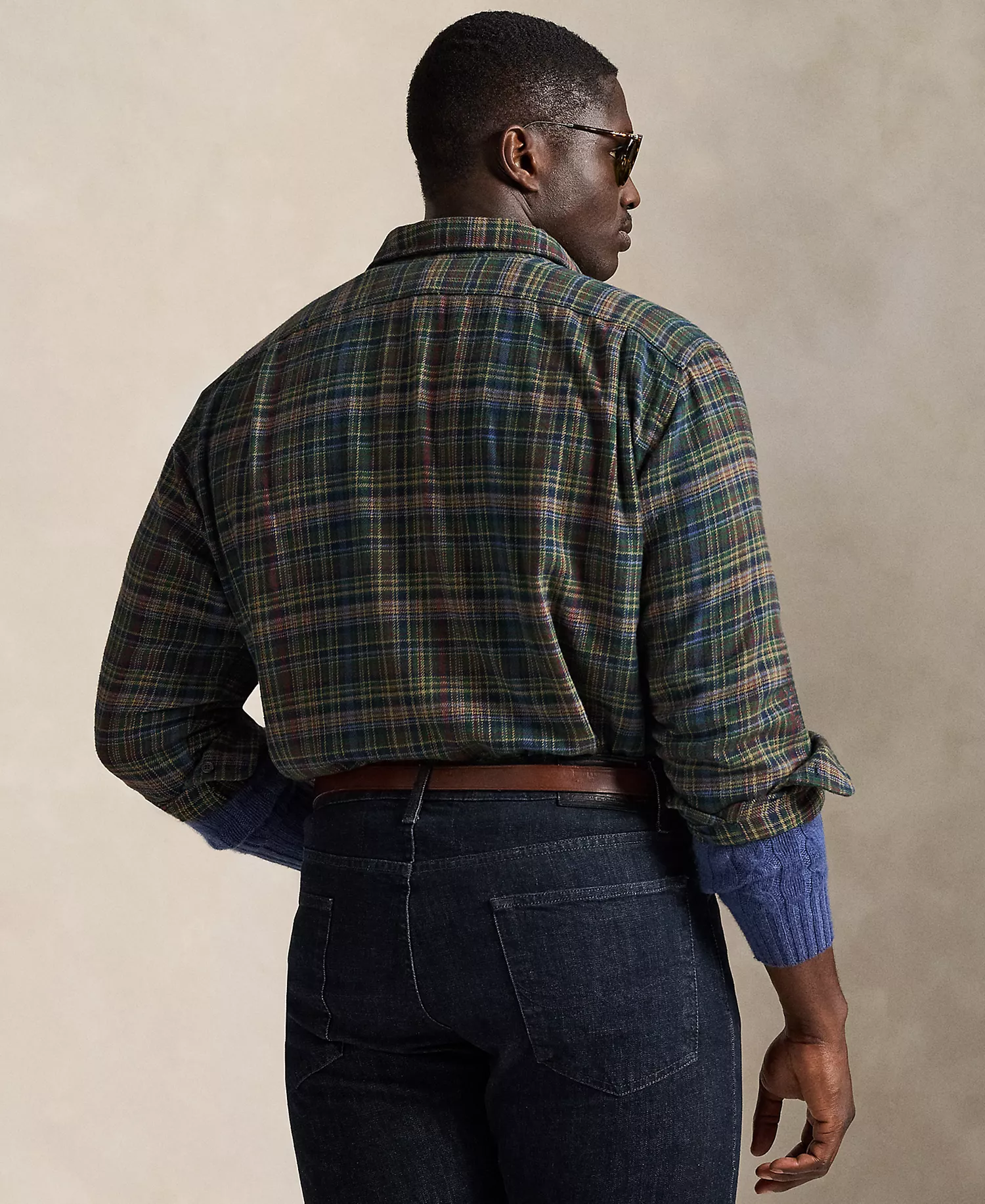 Men's Big & Tall Plaid Brushed Flannel Shirt - Pine Navy Multi - 2LT