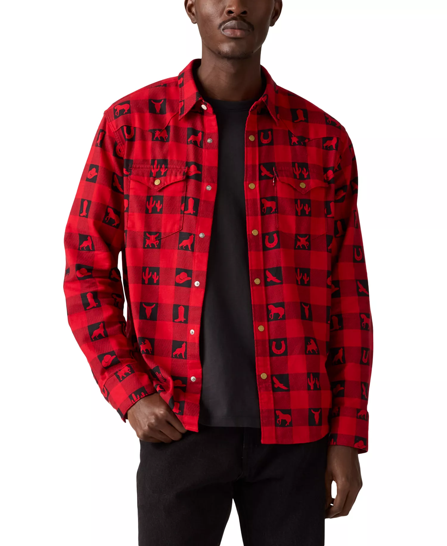 Men's Barstow Cotton Standard-Fit Western Shirt - Urban Red - 2XL