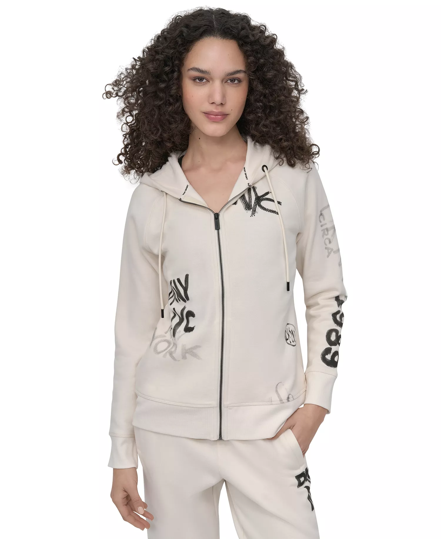 Women's Graffiti Logo Full-Zip Hoodie - Eggnog - L